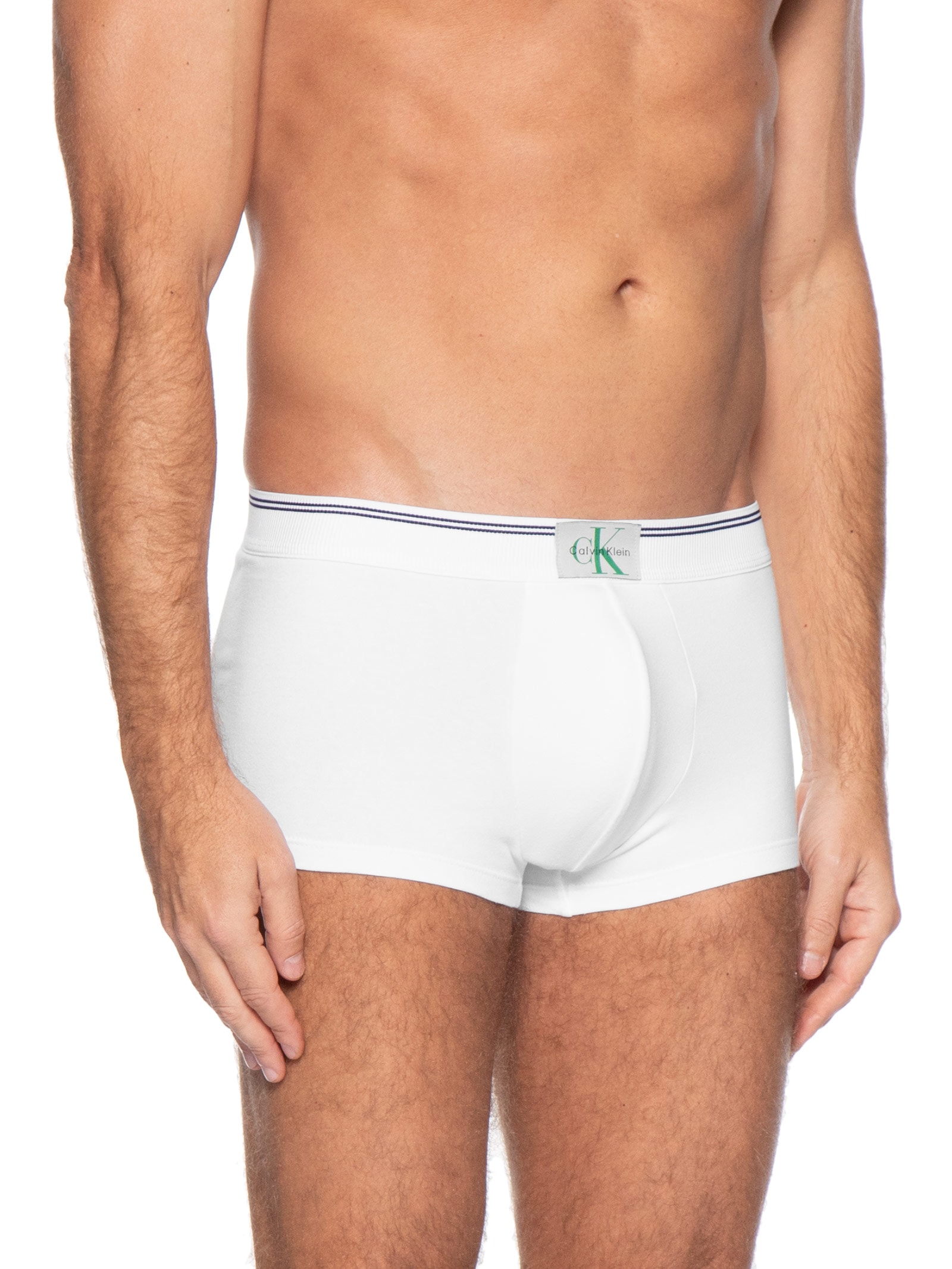 Cueca Low Rise Trunk Cotton Graphic Stripe Branco Calvin Klein Underwear