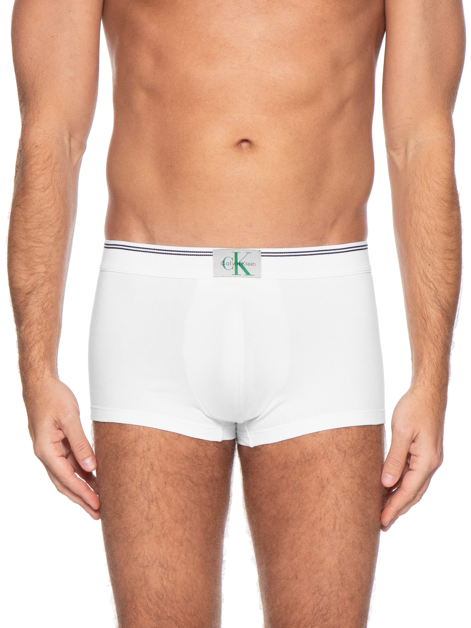 Cueca Low Rise Trunk Cotton Graphic Stripe Branco Calvin Klein Underwear