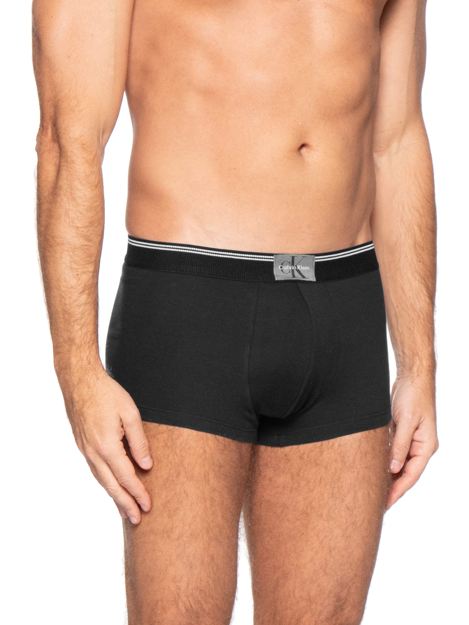 Cueca Low Rise Trunk Cotton Graphic Stripe Preto Calvin Klein Underwear