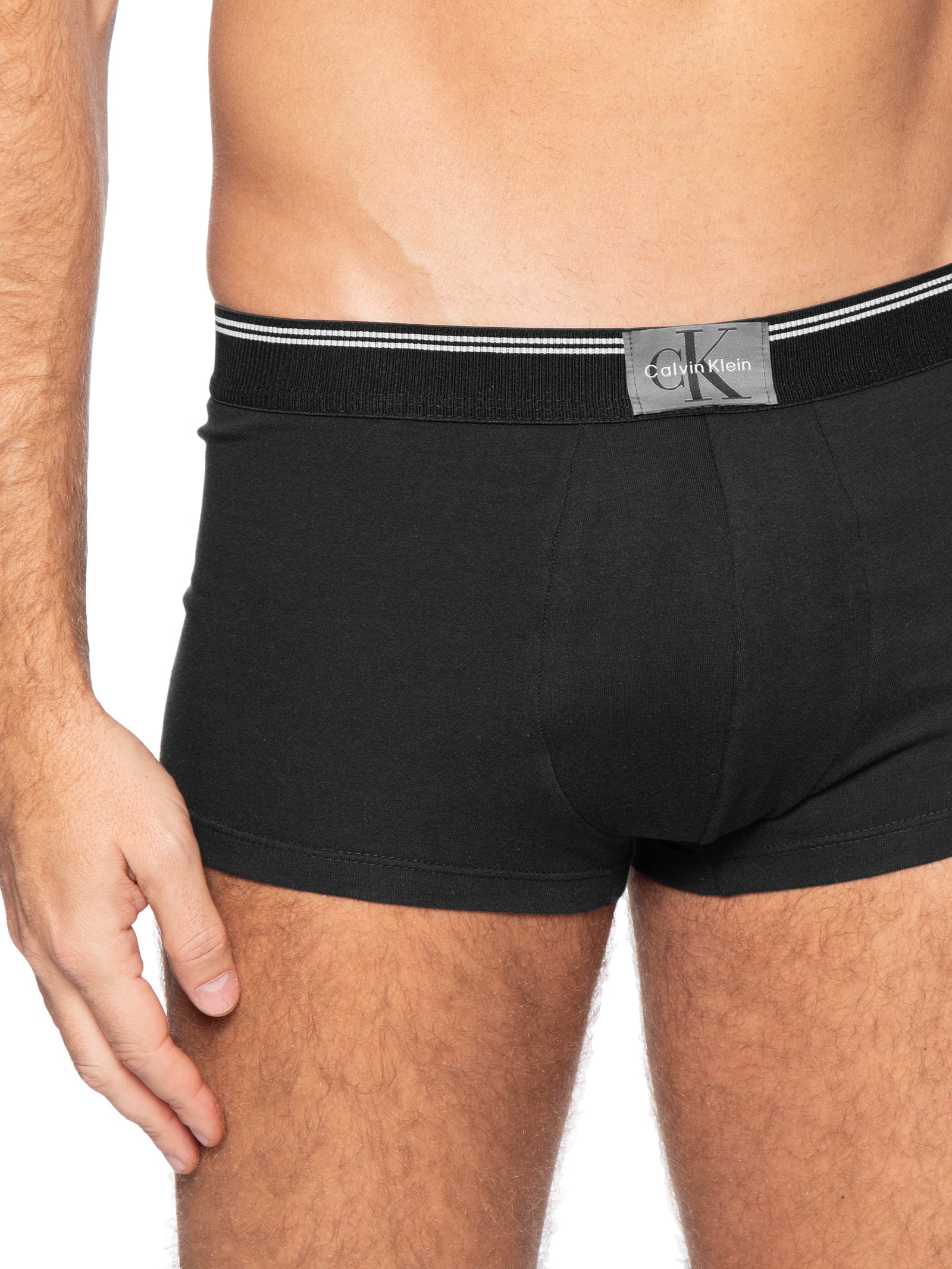Cueca Low Rise Trunk Cotton Graphic Stripe Preto Calvin Klein Underwear