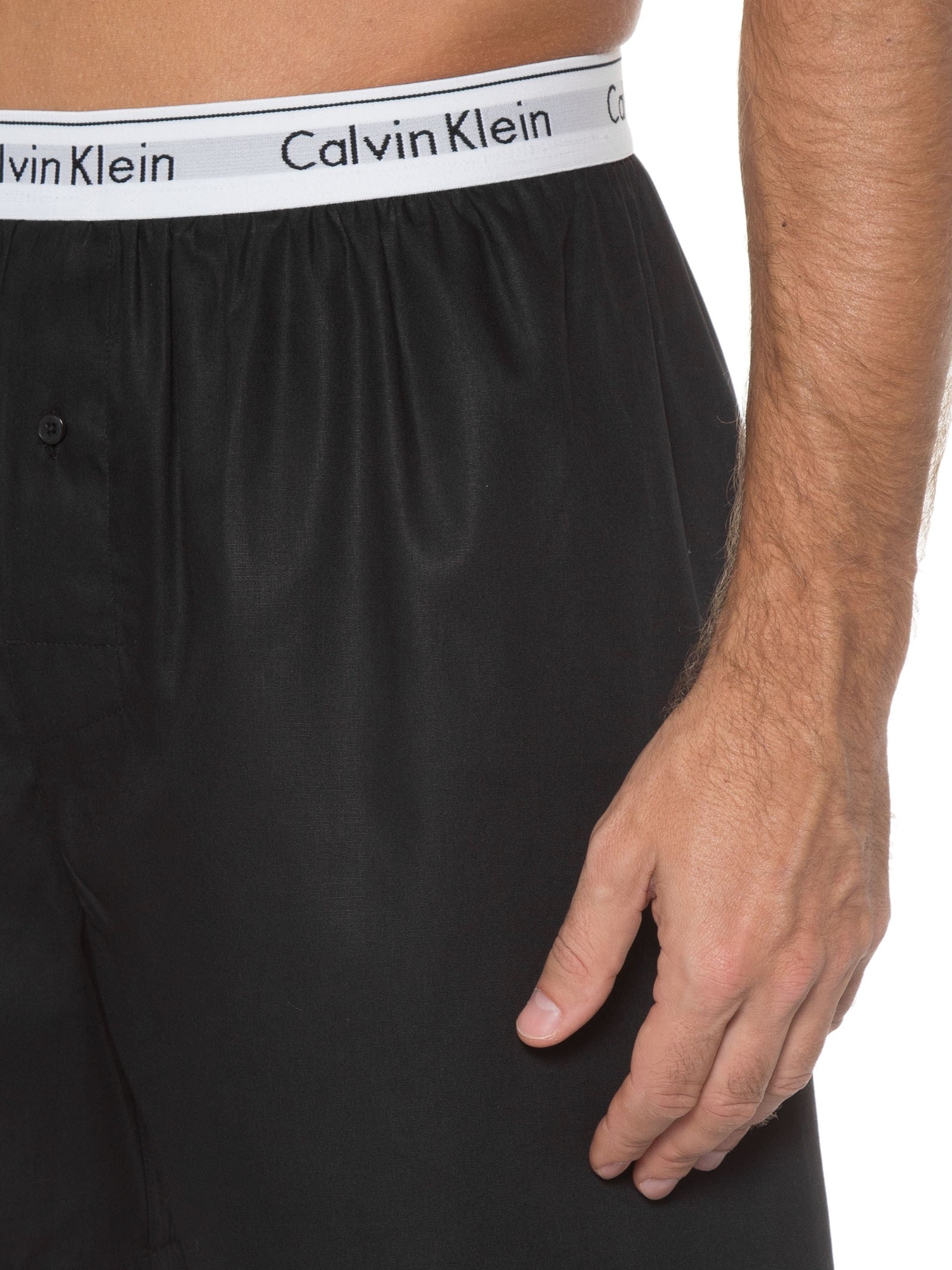 Cueca Samba Canção De Tricoline Lisa Preto Calvin Klein Underwear