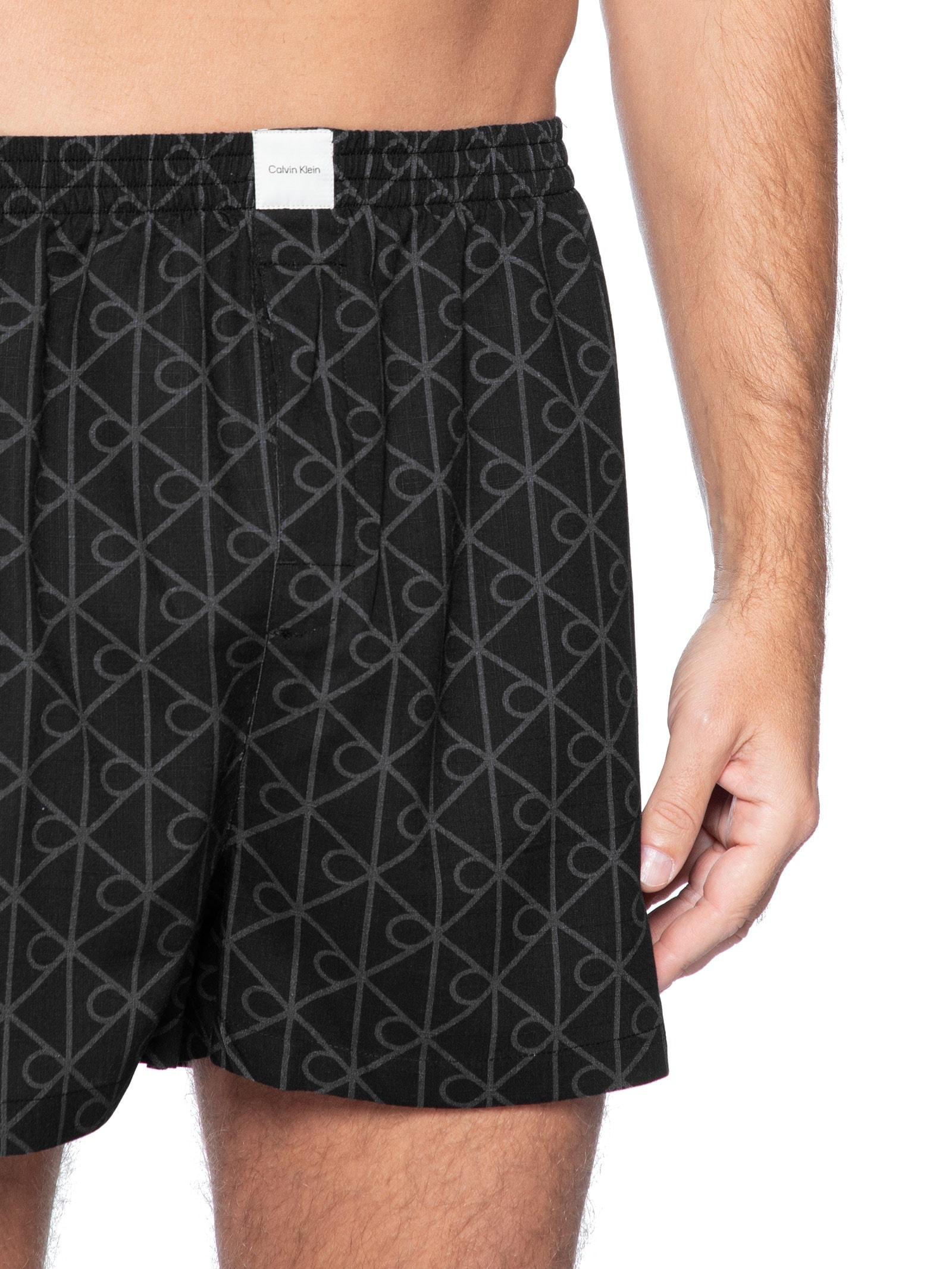 Cueca Samba Canção Em Viscose Estampada Preto Calvin Klein Underwear