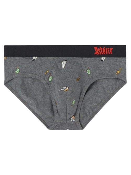 Cueca Slip Asterix Em Algodão Supima - Cinza