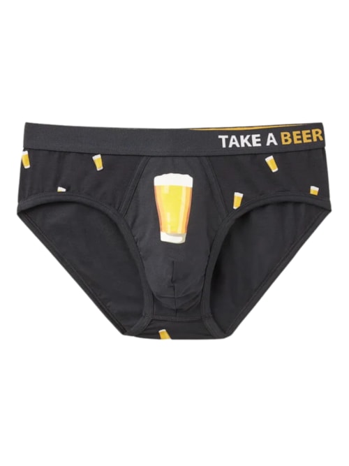 Cueca Slip Com Estampa De Cerveja Em Algodão Supima – Azul