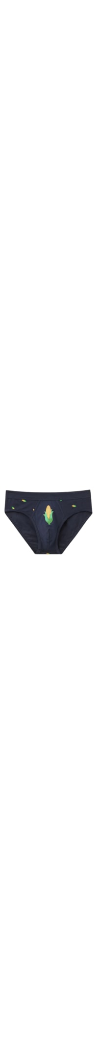Cueca Slip Com Estampa De Espigas Em Algodão Supima - Azul