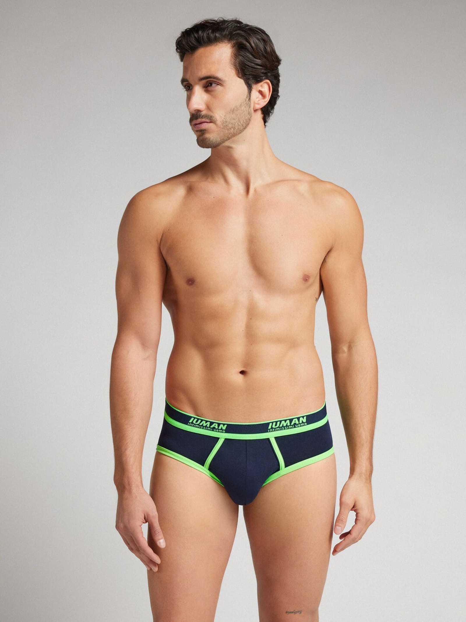 Cueca Slip Com Logotipo Em Algodão Supima Azul Intimissimi