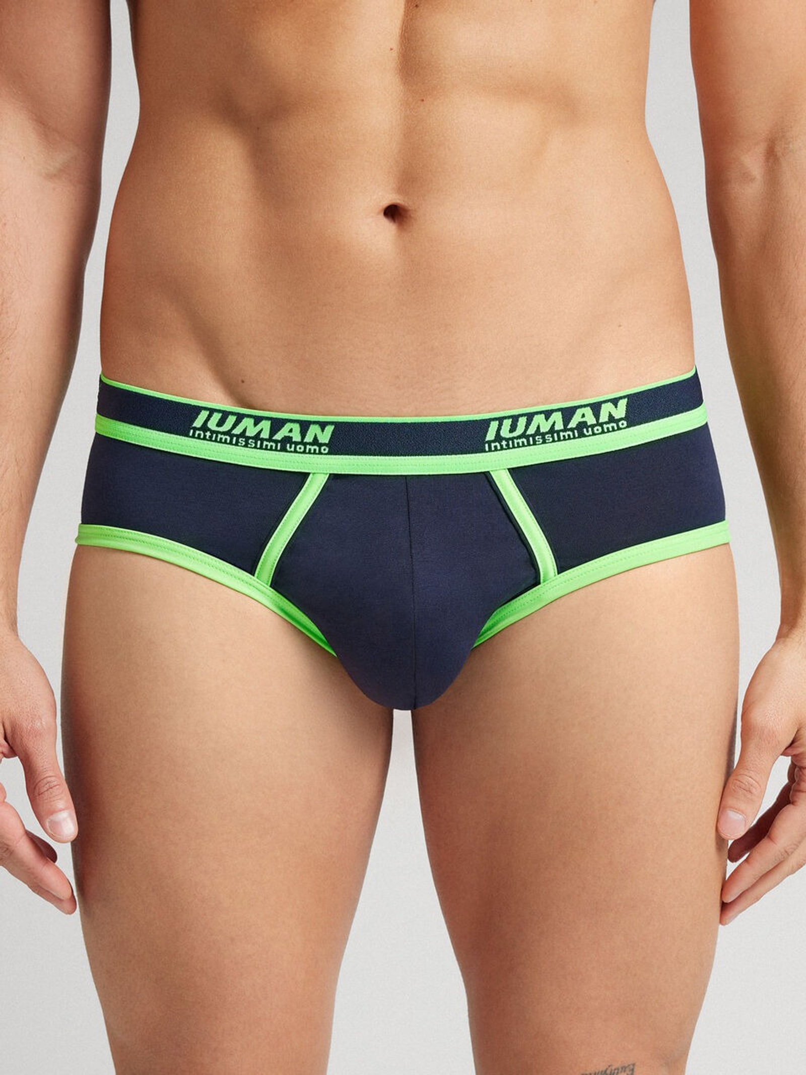 Cueca Slip Com Logotipo Em Algodão Supima Azul Intimissimi