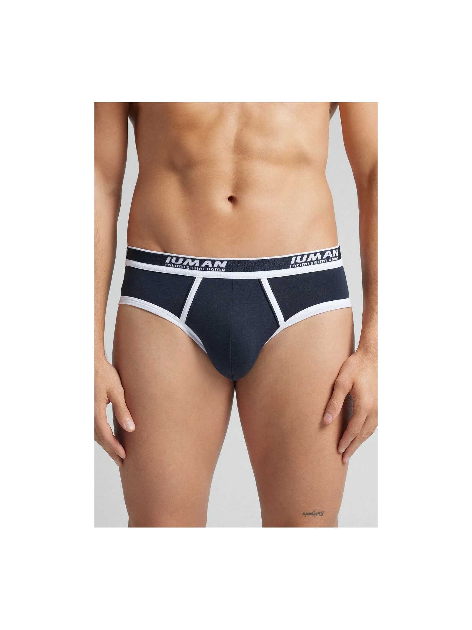 Cueca Slip Com Logotipo Em Algodão Supima Azul Intimissimi