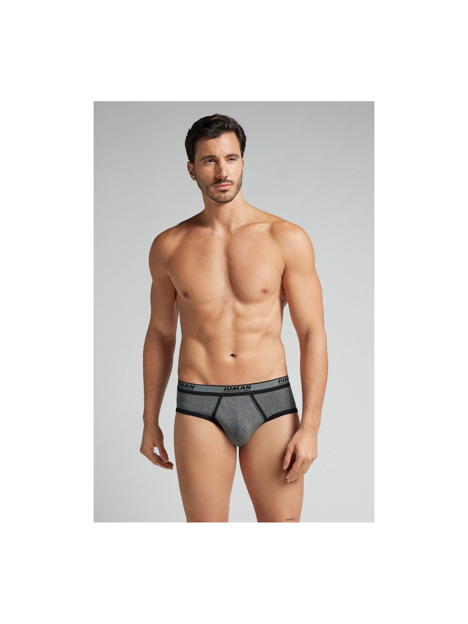 Cueca Slip Com Logotipo Em Algodão Supima Cinza Intimissimi