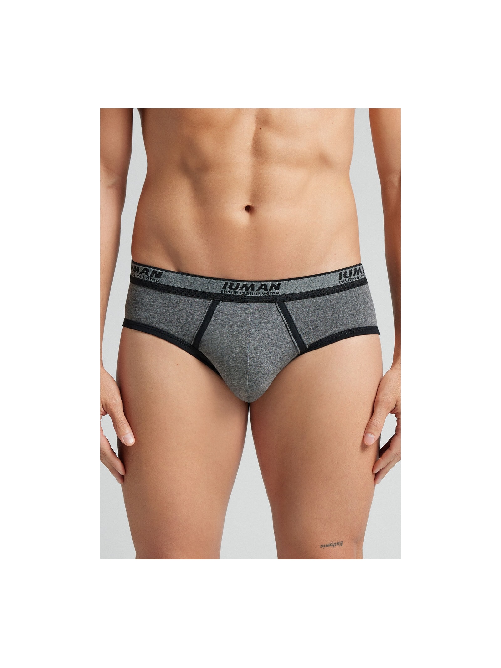 Cueca Slip Com Logotipo Em Algodão Supima Cinza Intimissimi