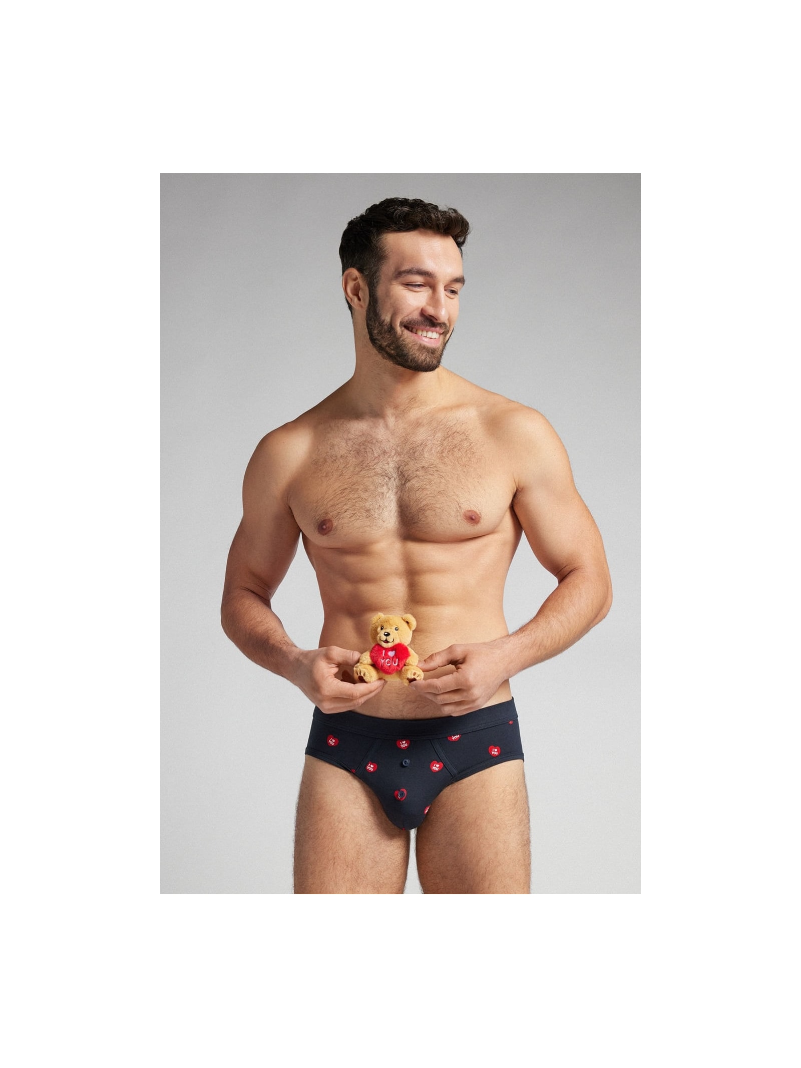 Cueca Slip Com Pelúcia De Ursinho Em Algodão Supima Azul Intimissimi