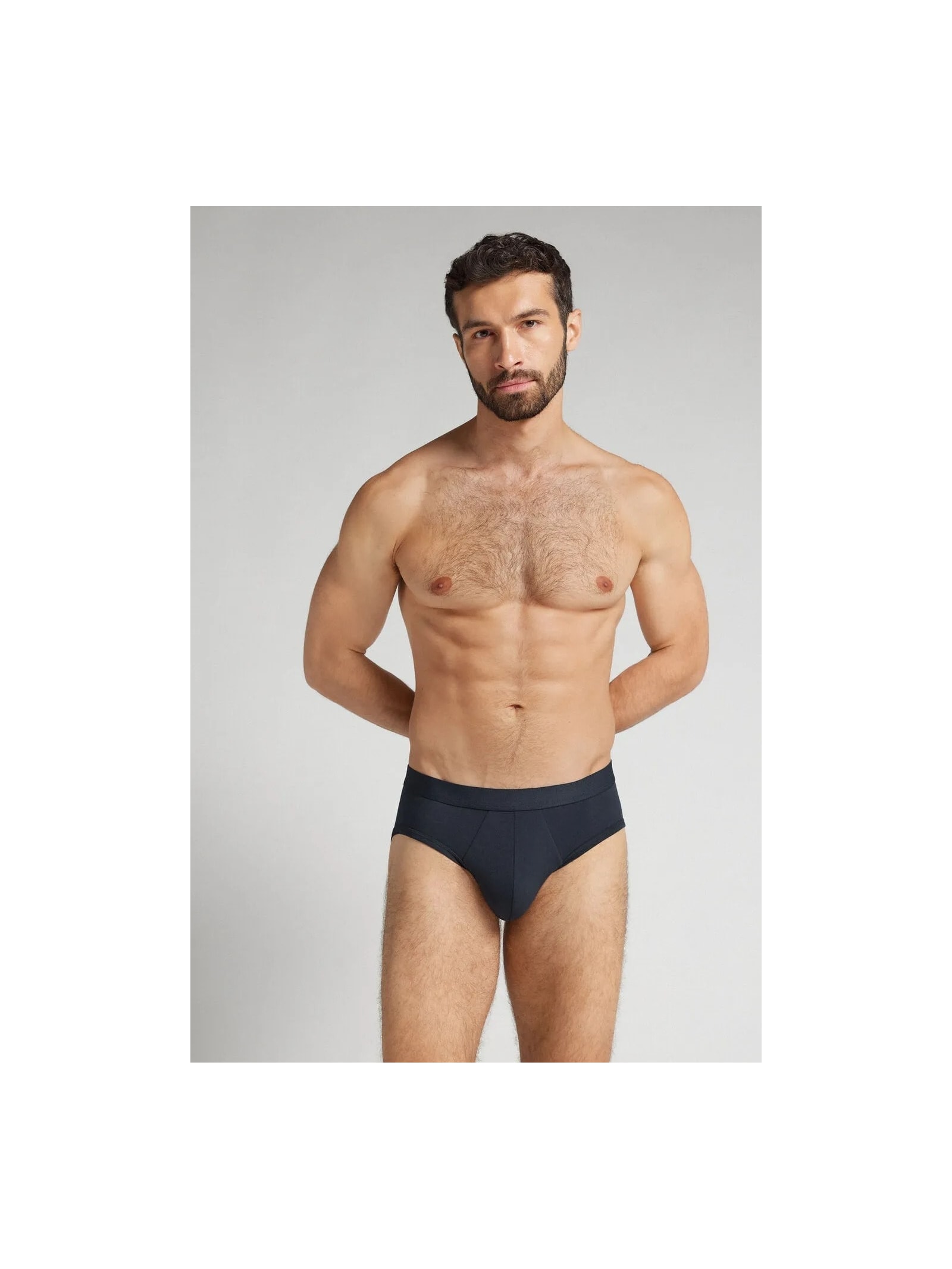 Cueca Slip Em Algodão Supima Com Elástico Visível Azul Intimissimi