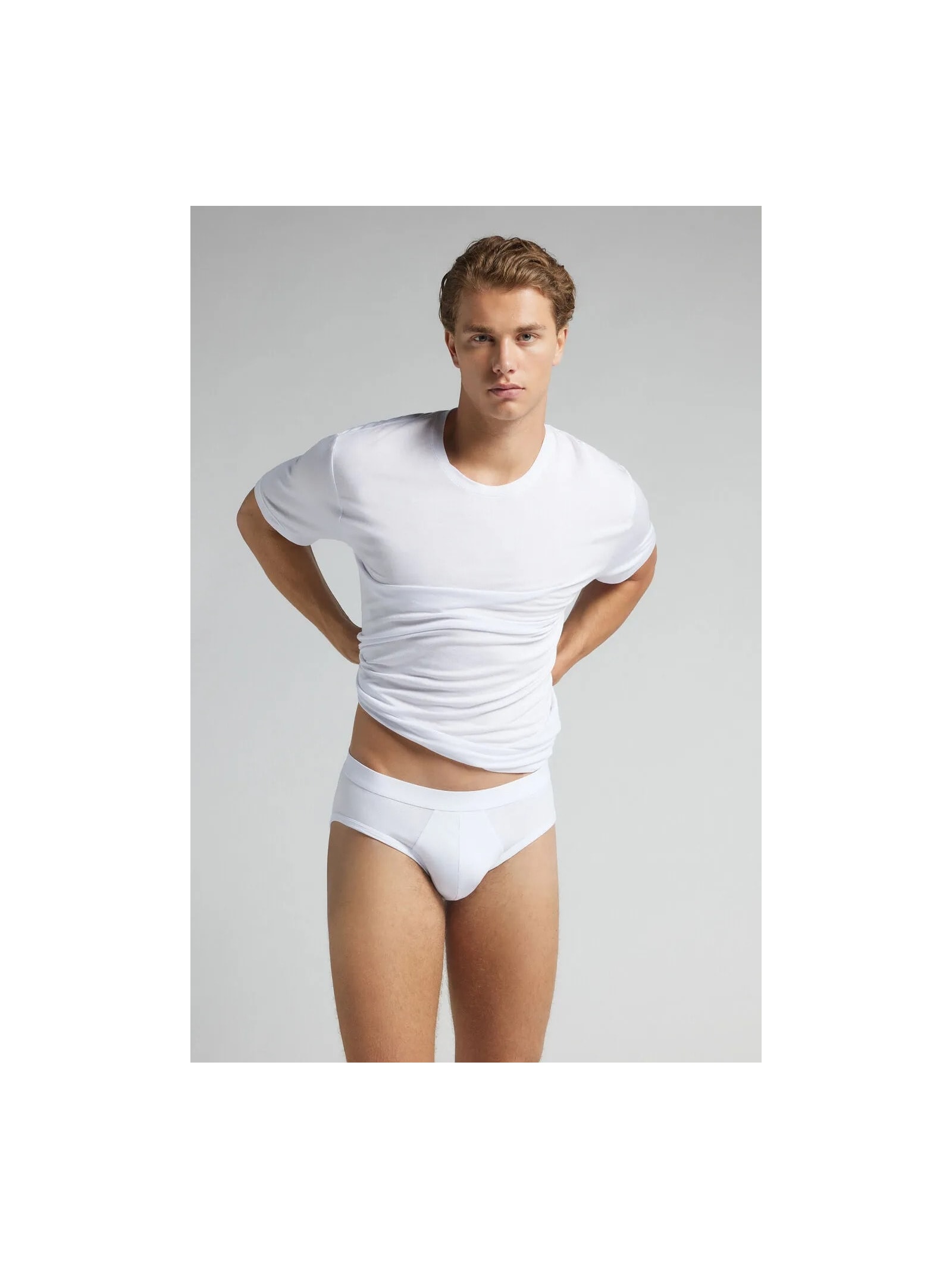 Cueca Slip Em Algodão Supima Com Elástico Visível Branco Intimissimi