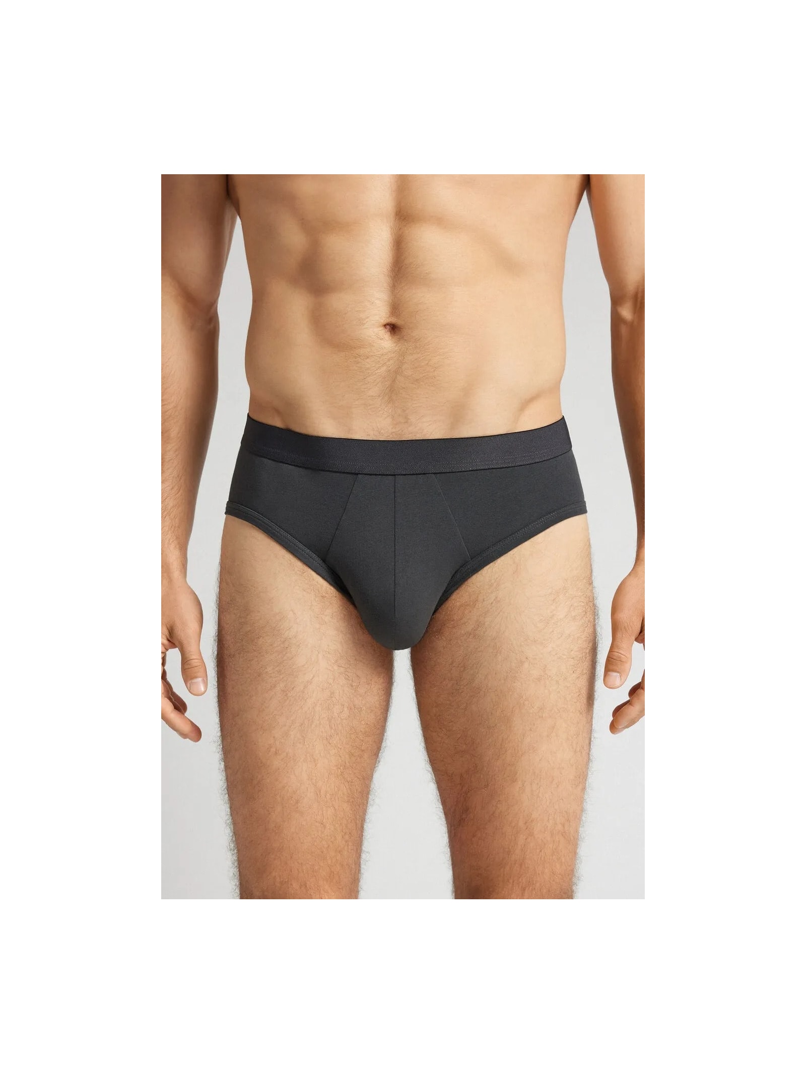 Cueca Slip Em Algodão Supima Com Elástico Visível Cinza Intimissimi