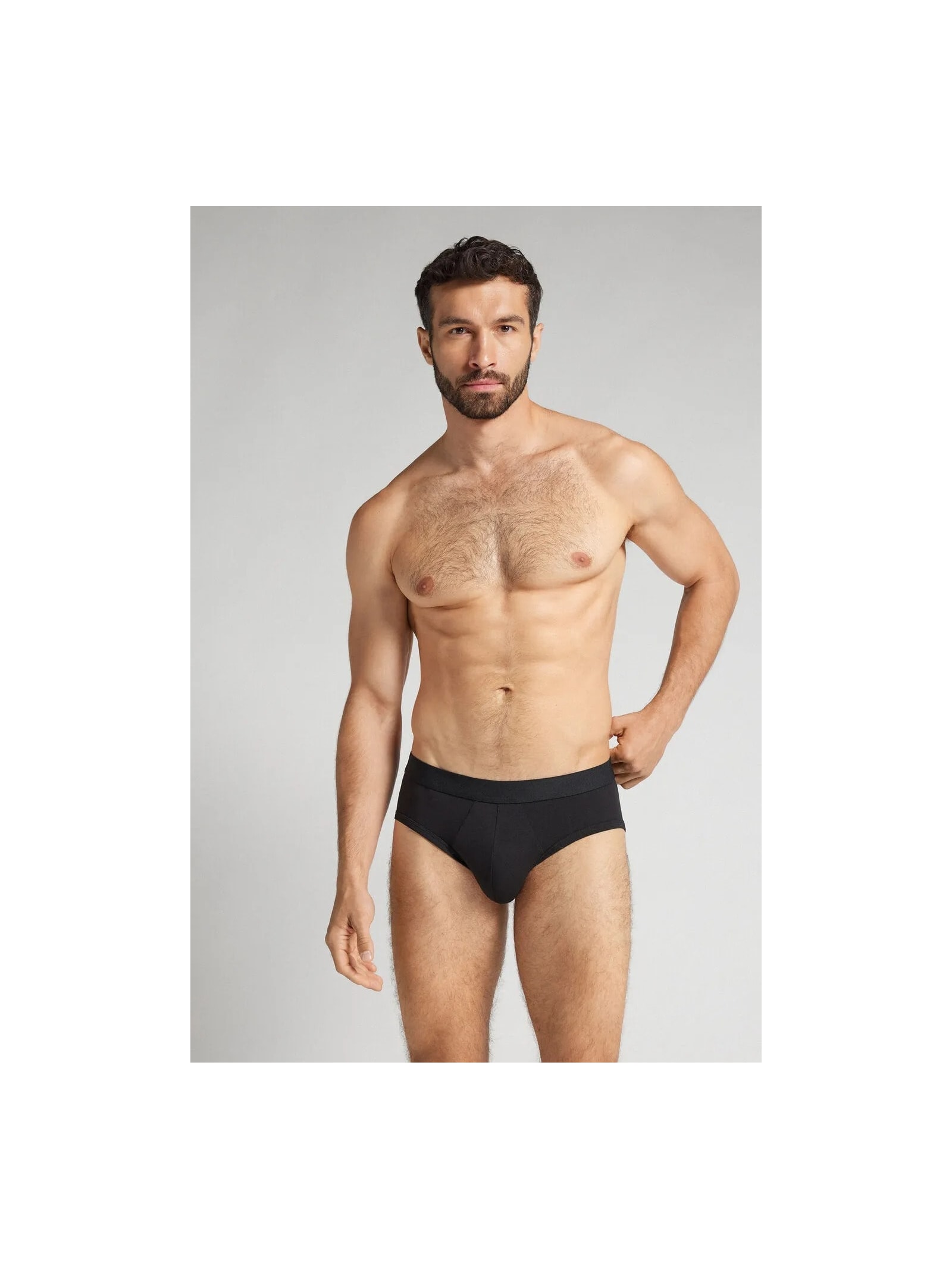 Cueca Slip Em Algodão Supima Com Elástico Visível Preto Intimissimi
