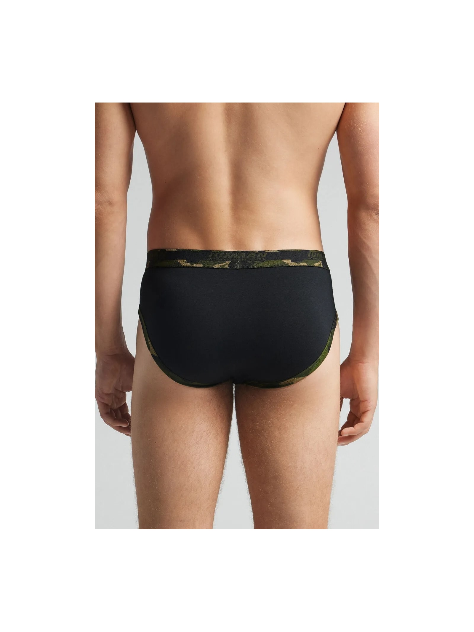 Cueca Slip Em Algodão Supima Com Estampa Camuflada Preto Intimissimi