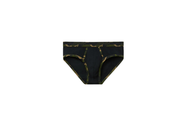 Cueca Slip Em Algodão Supima Com Estampa Camuflada - Preto