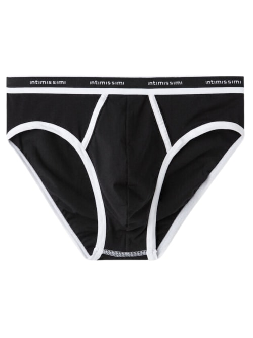 Cueca Slip Em Algodão Supima Natural Fresh Com Logótipo – Preto