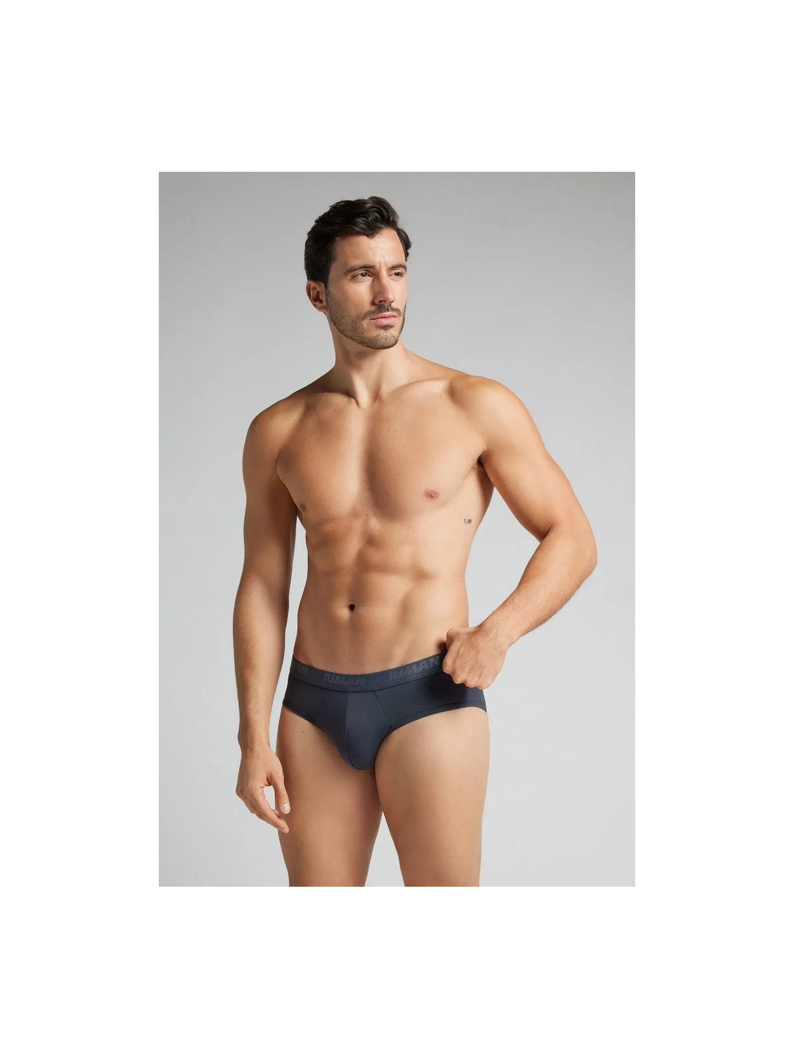 Cueca Slip Em Microfibra Com Logótipo Azul Intimissimi