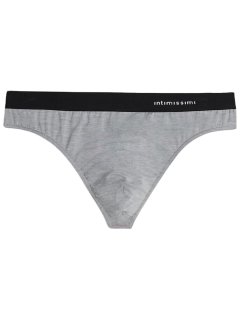 Cueca Slip Em Microfibra Com Logotipo – Cinza