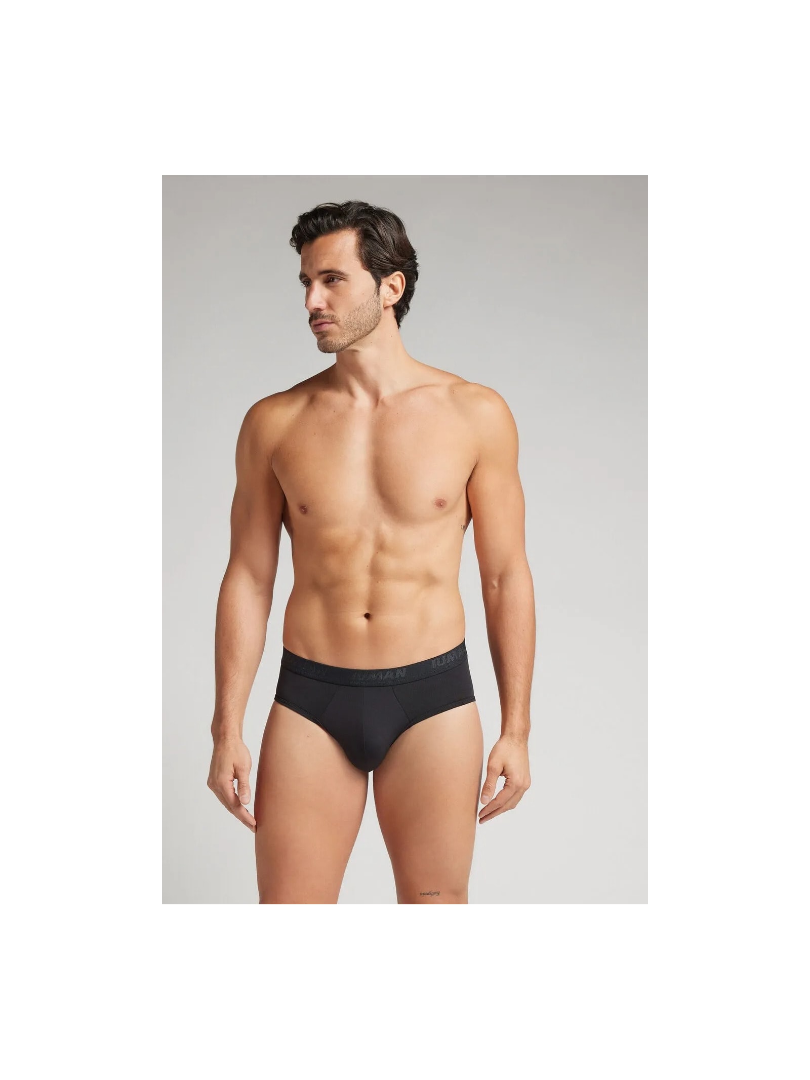 Cueca Slip Em Microfibra Com Logótipo Preto Intimissimi