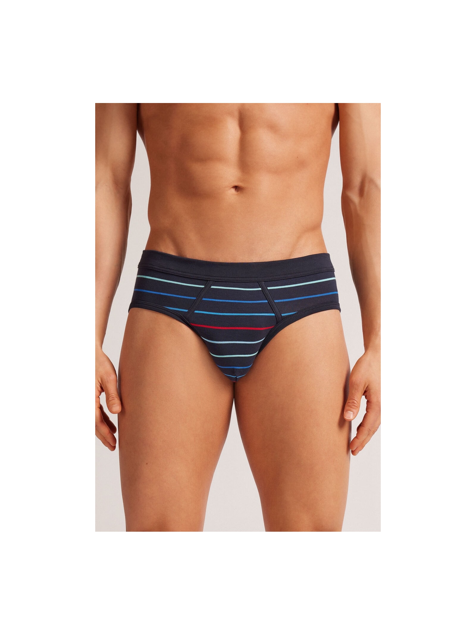 Cueca Slip Listrada Em Algodão Supima Azul Intimissimi