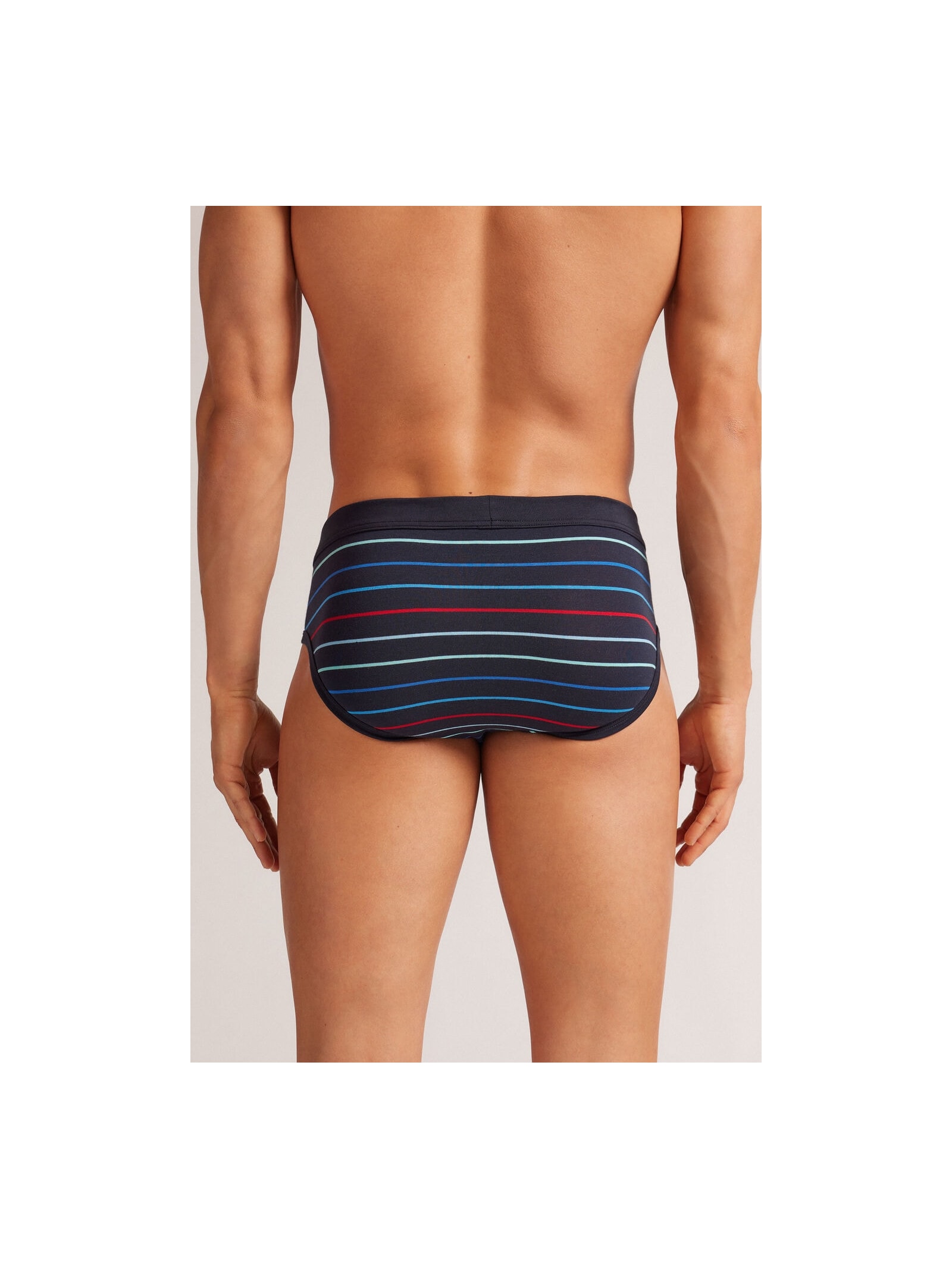 Cueca Slip Listrada Em Algodão Supima Azul Intimissimi