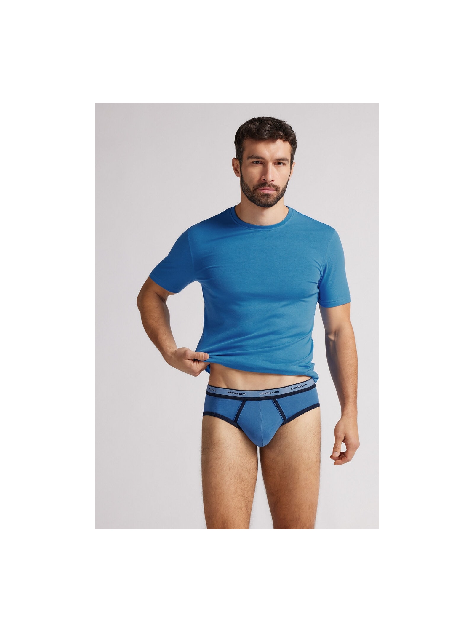 Cueca Slip Washed Collection Em Algodão Azul Intimissimi