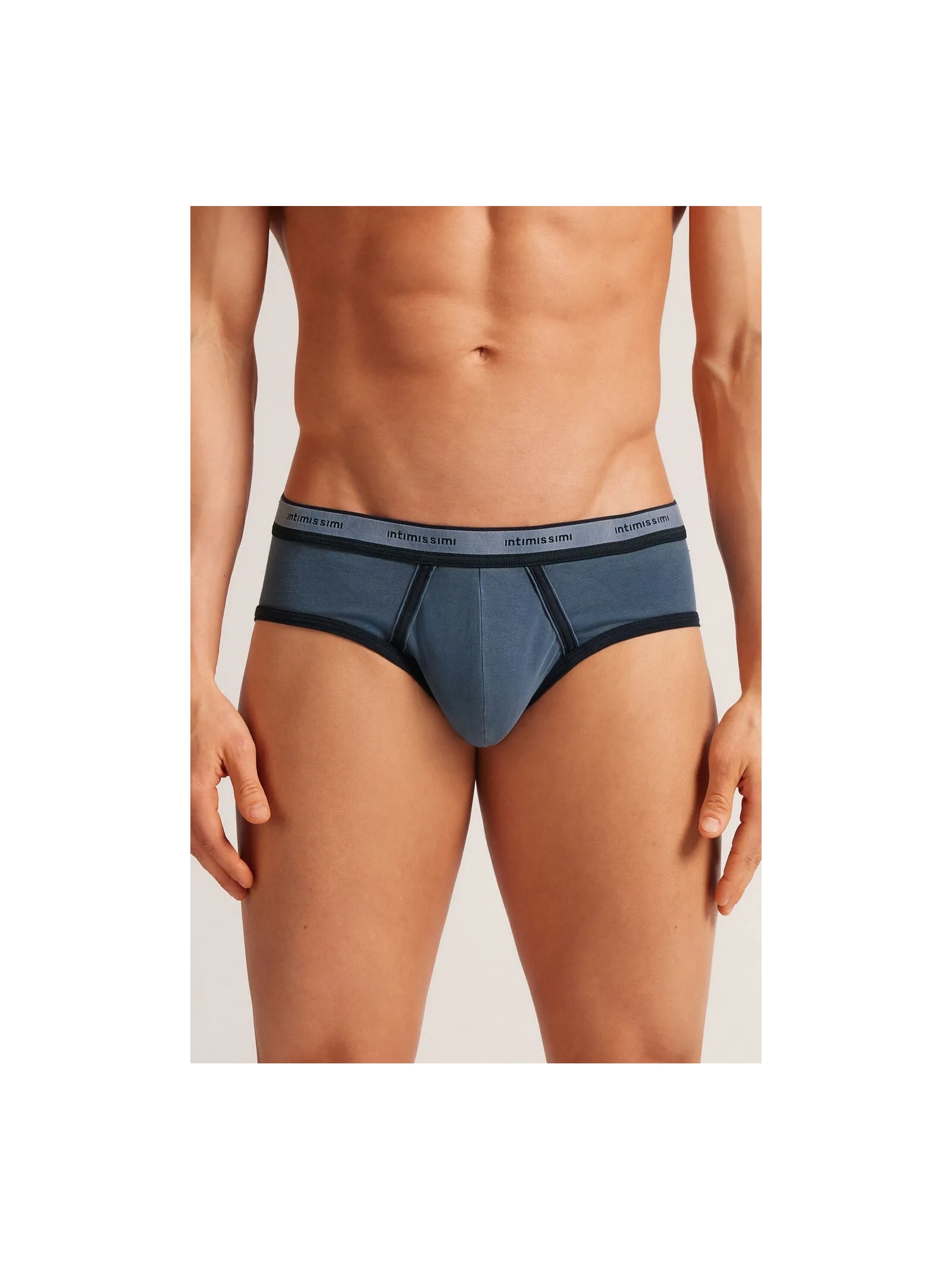 Cueca Slip Washed Collection Em Algodão Azul Intimissimi