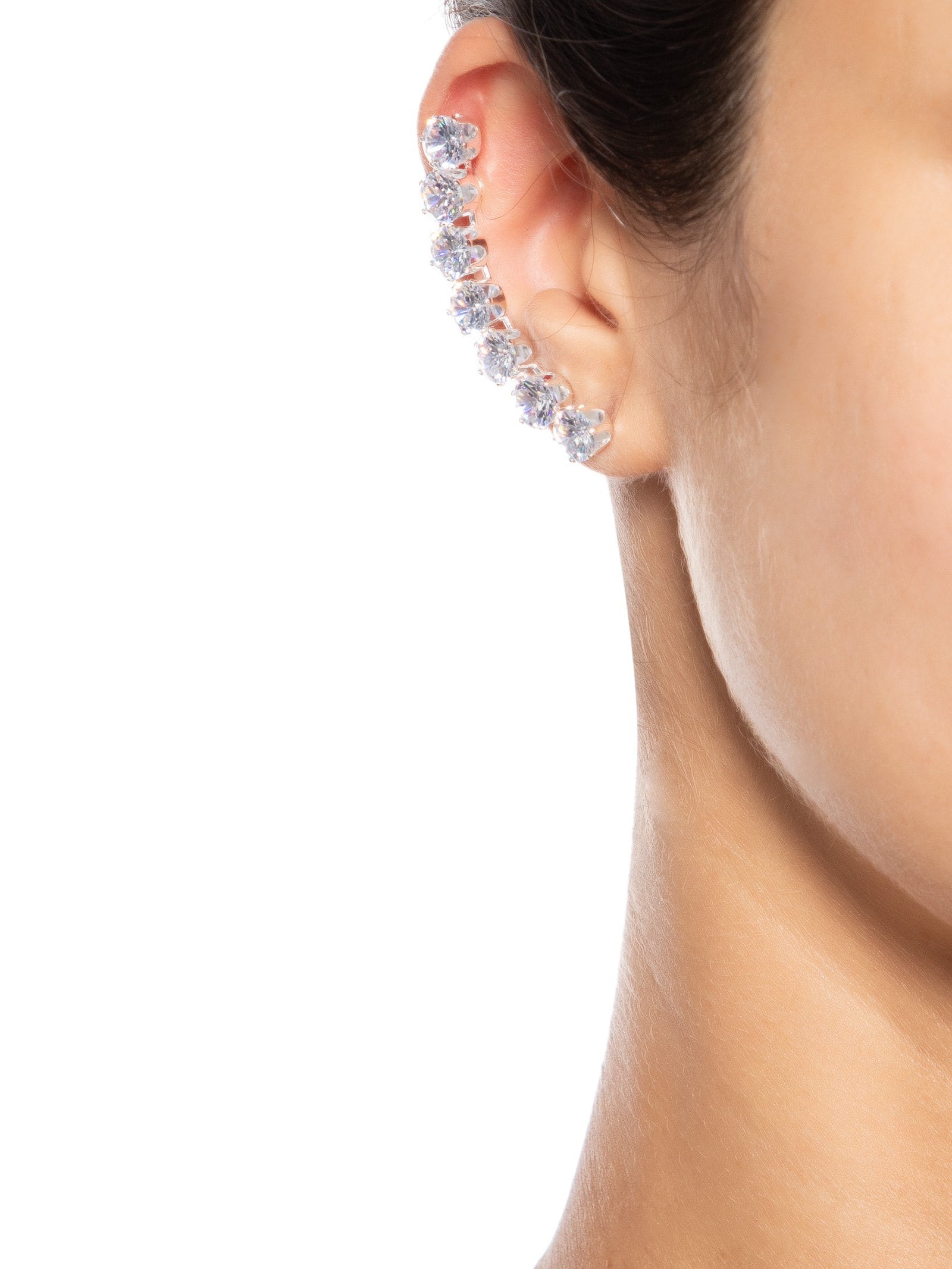 Earcuff Feminino Zircônia Prateado Market 33