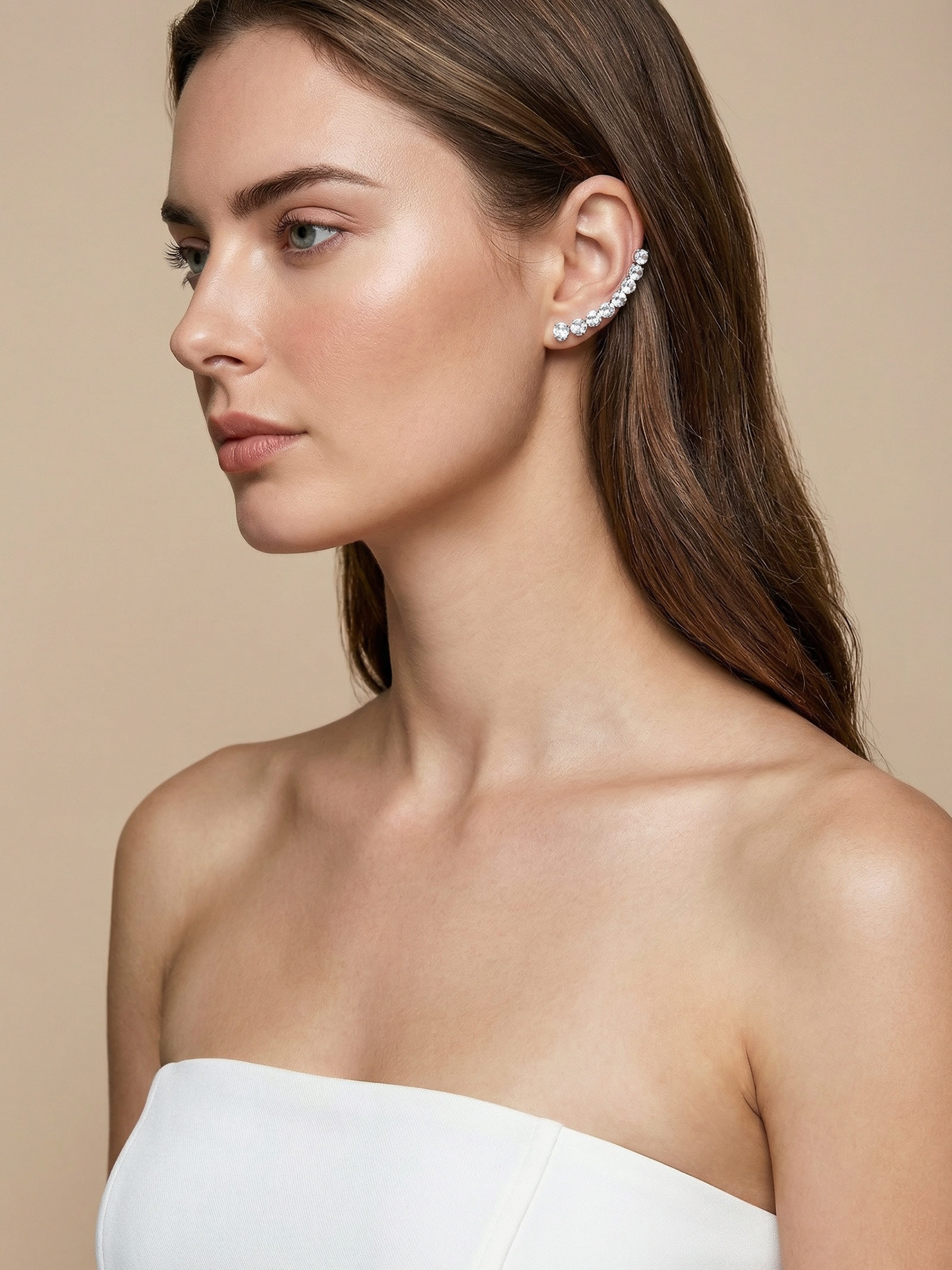 Earcuff Feminino Zircônia Prateado Market 33