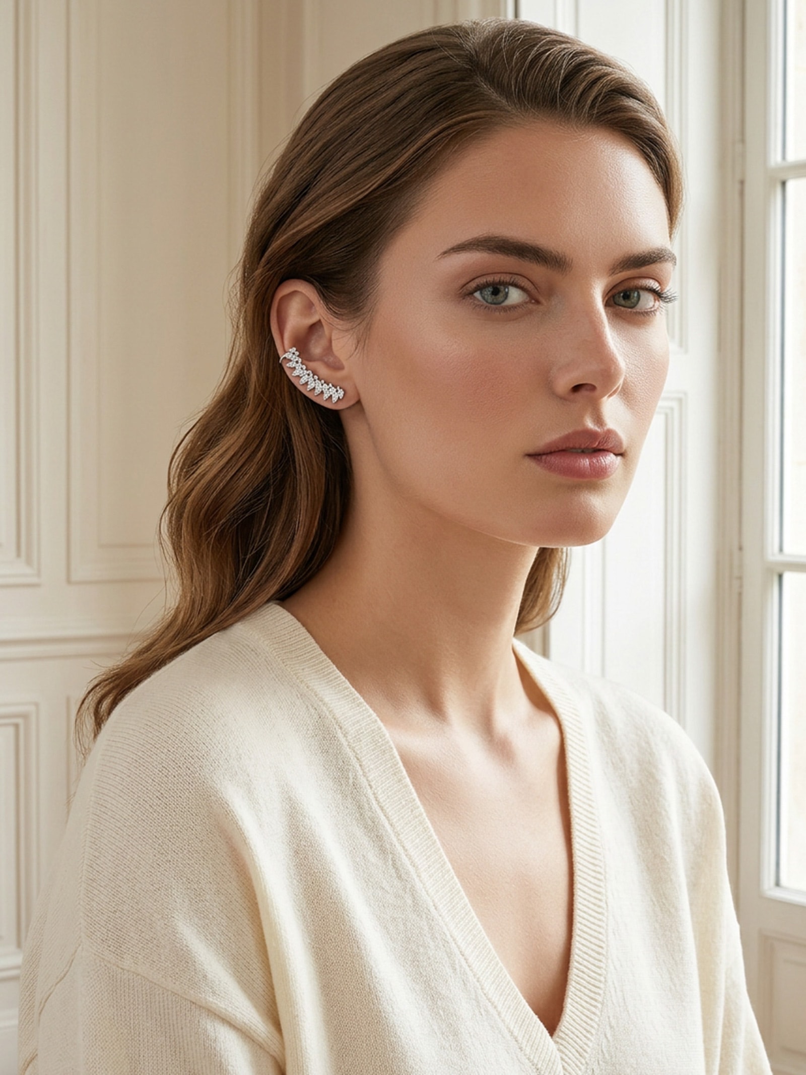 Earcuff Feminino Zircônia Prateado Market 33