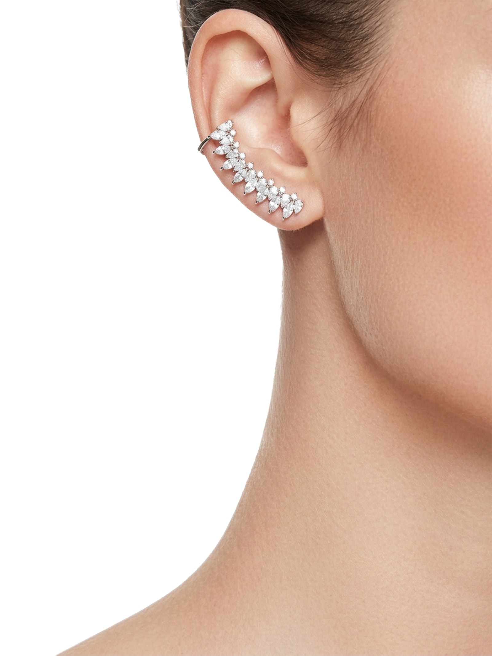 Earcuff Feminino Zircônia Prateado Market 33