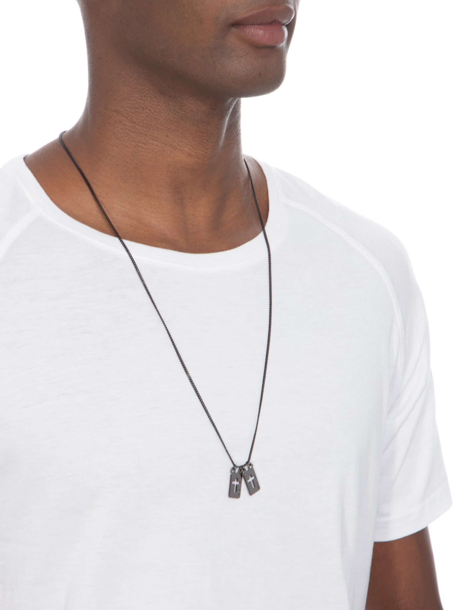 Escapulário Masculino James de Corrente em Aço Ônix  Preto Key Design