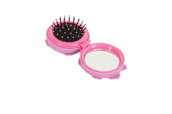 Escova De Cabelo Para Bolsa Flor - Rosa