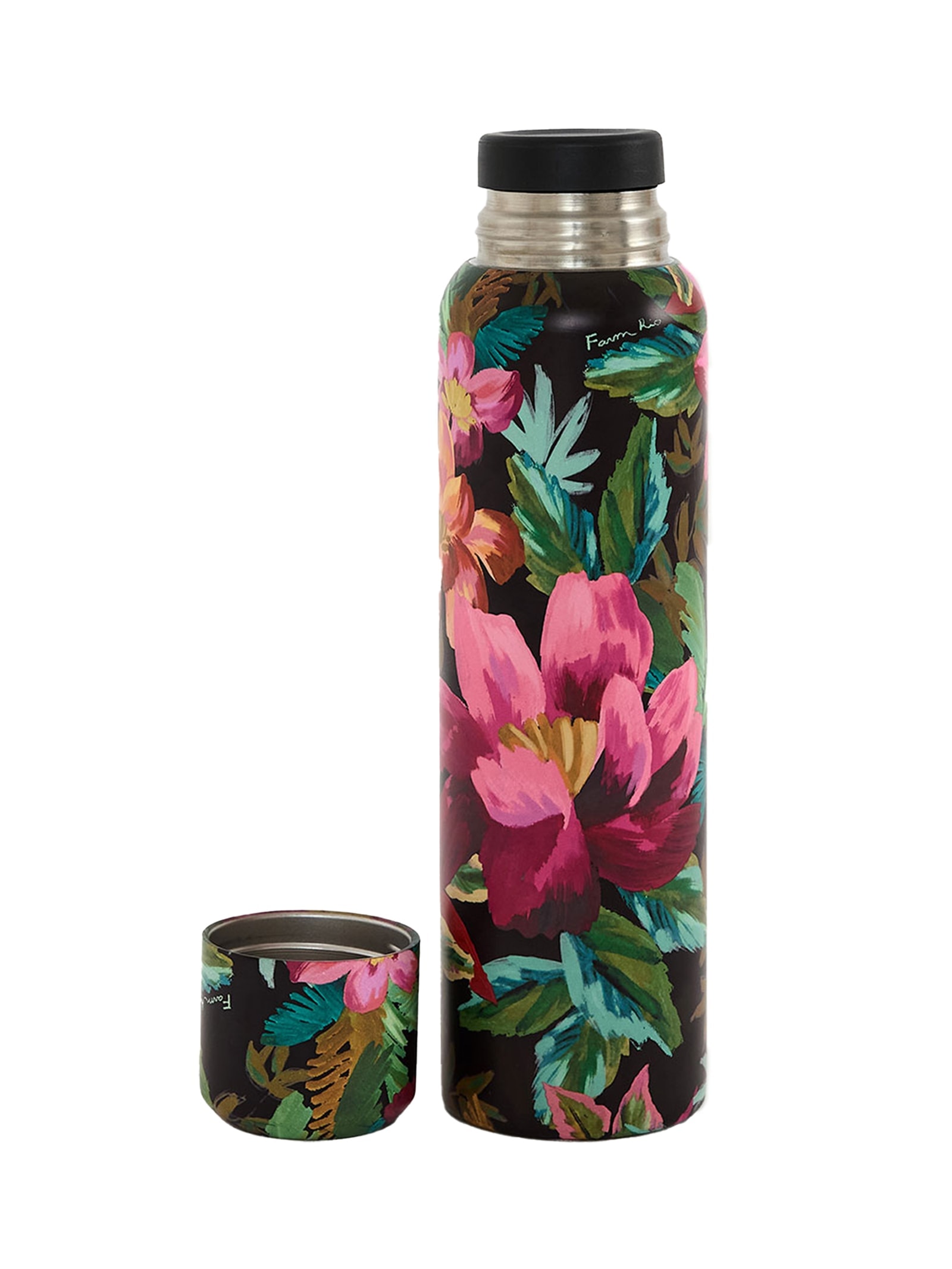 Garrafa de Café Feminina Painted Flowers Preto Farm Etc