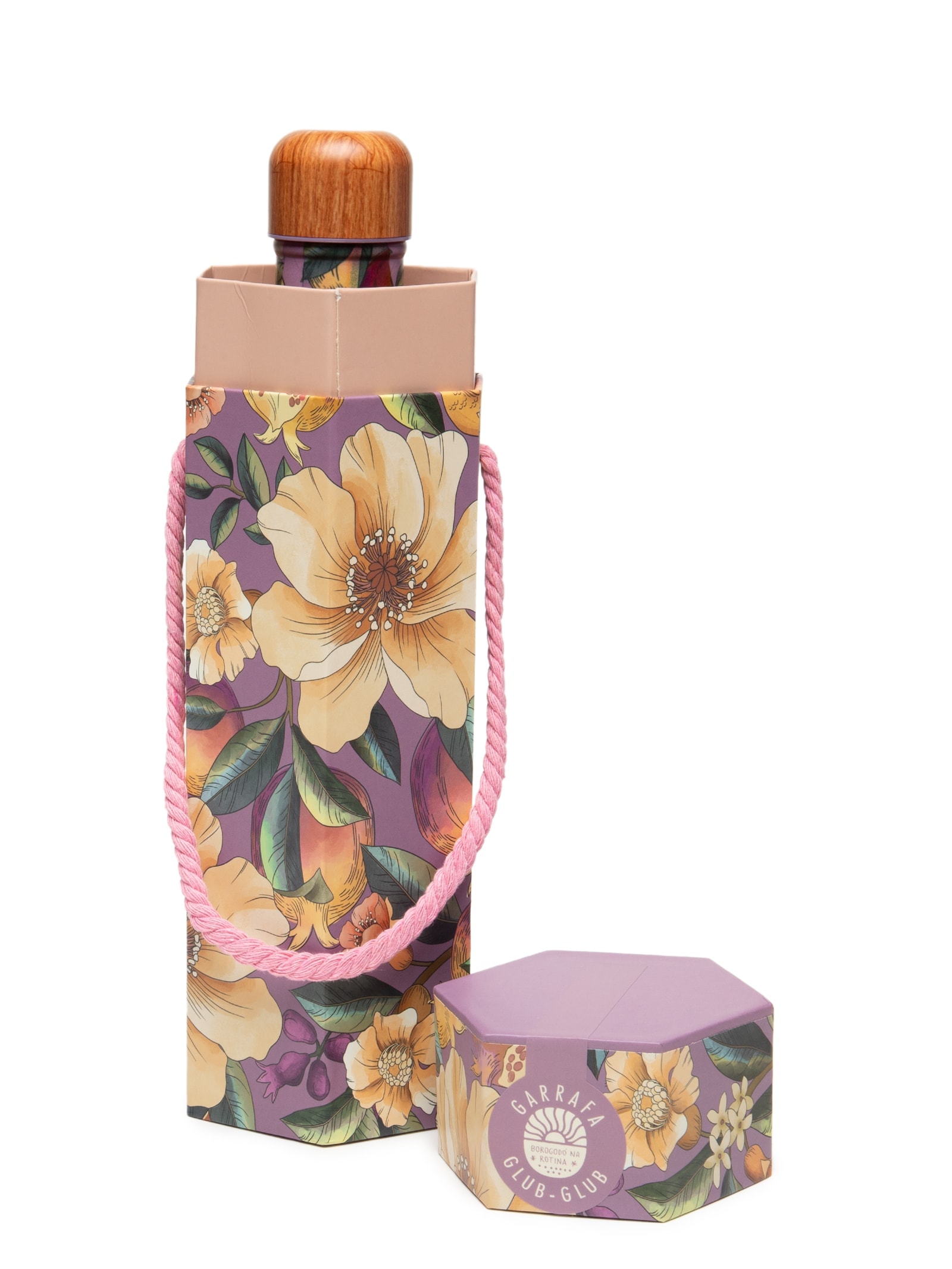 Garrafa Glub Glub 500ML Romance Em Flor Lilás Farm Etc