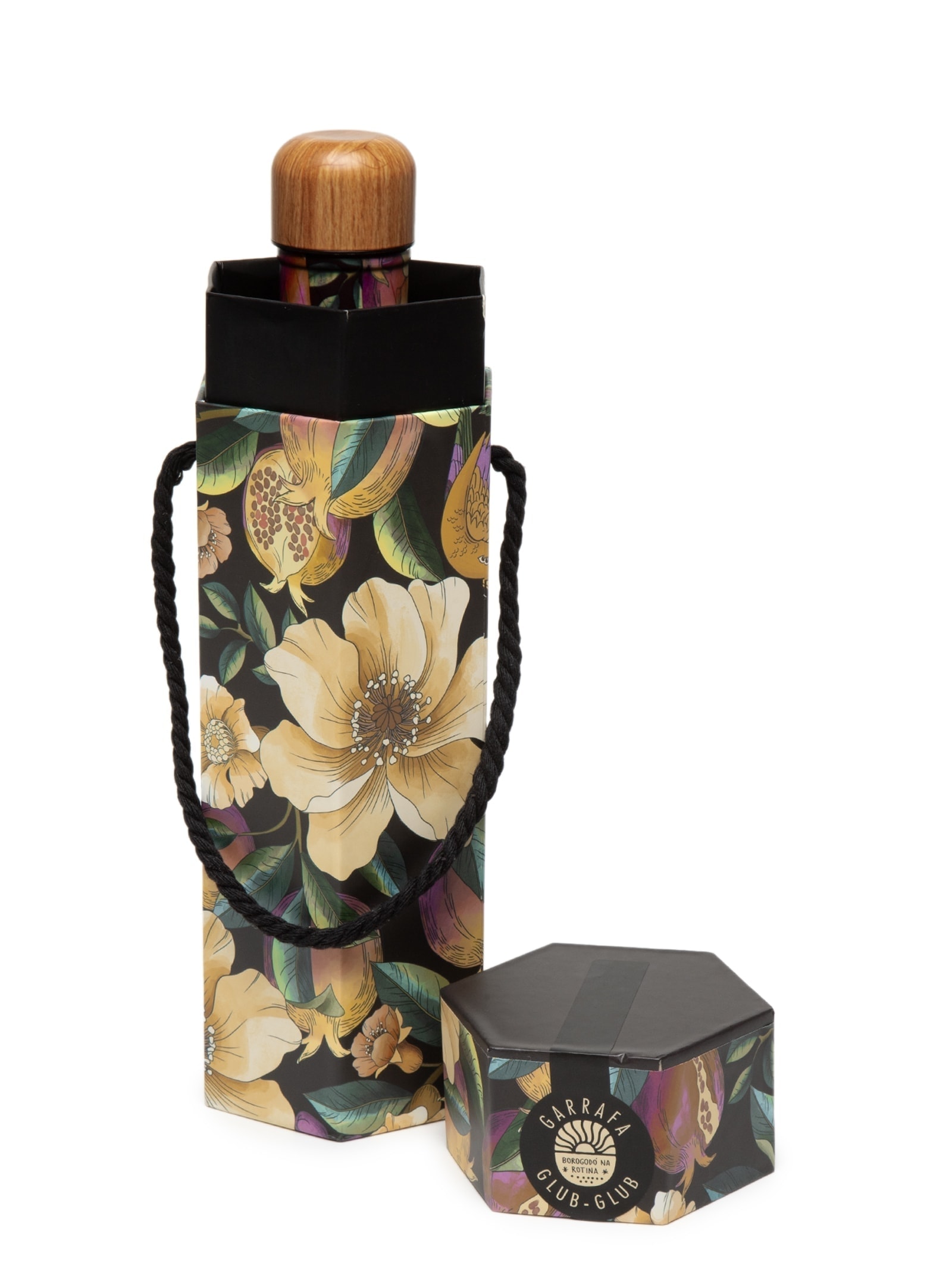 Garrafa Glub Glub 500ML Romance Em Flor Preto Farm Etc