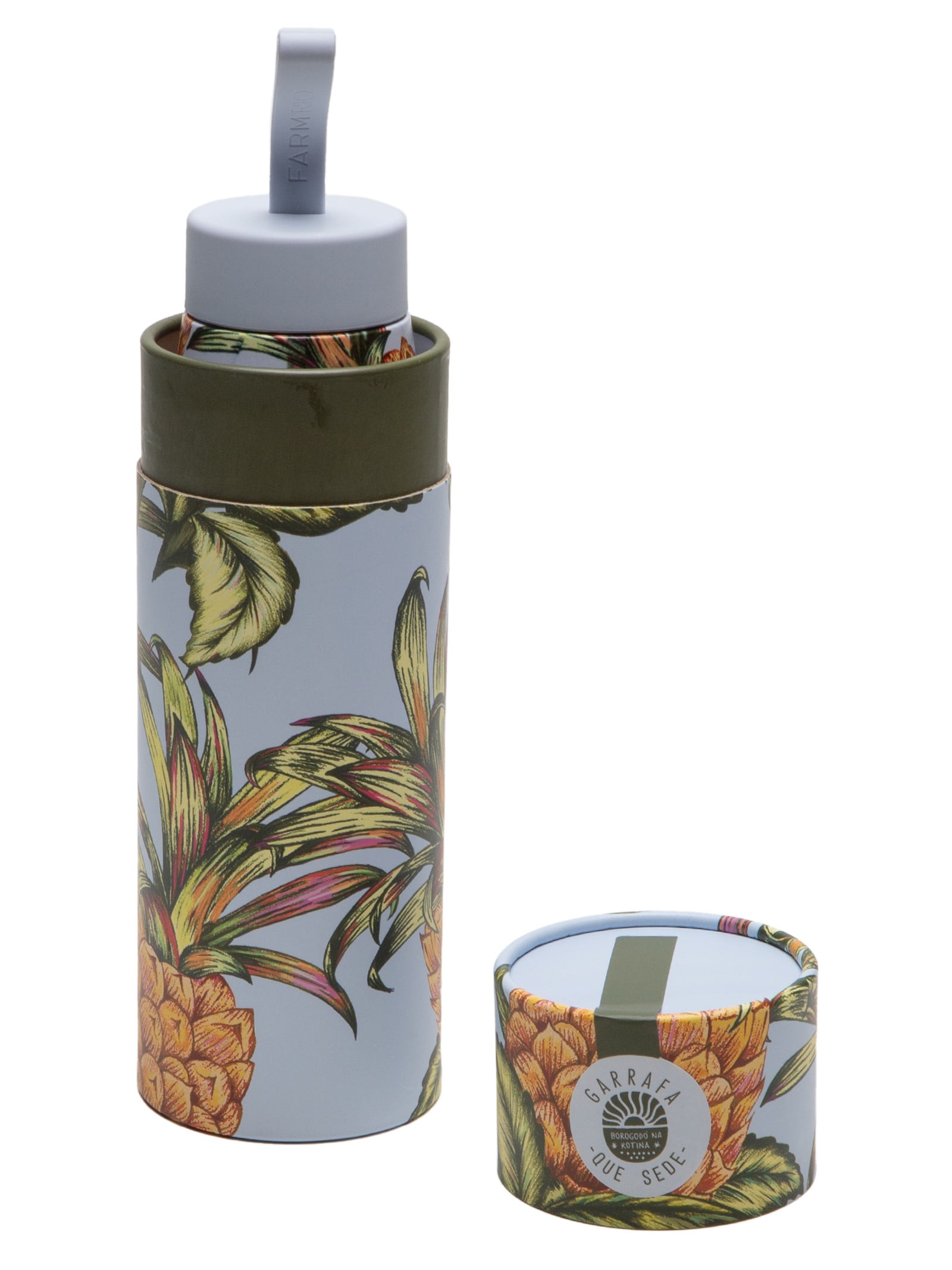 Garrafa Que Sede 500ml Suco de Abacaxi Branco Farm Etc