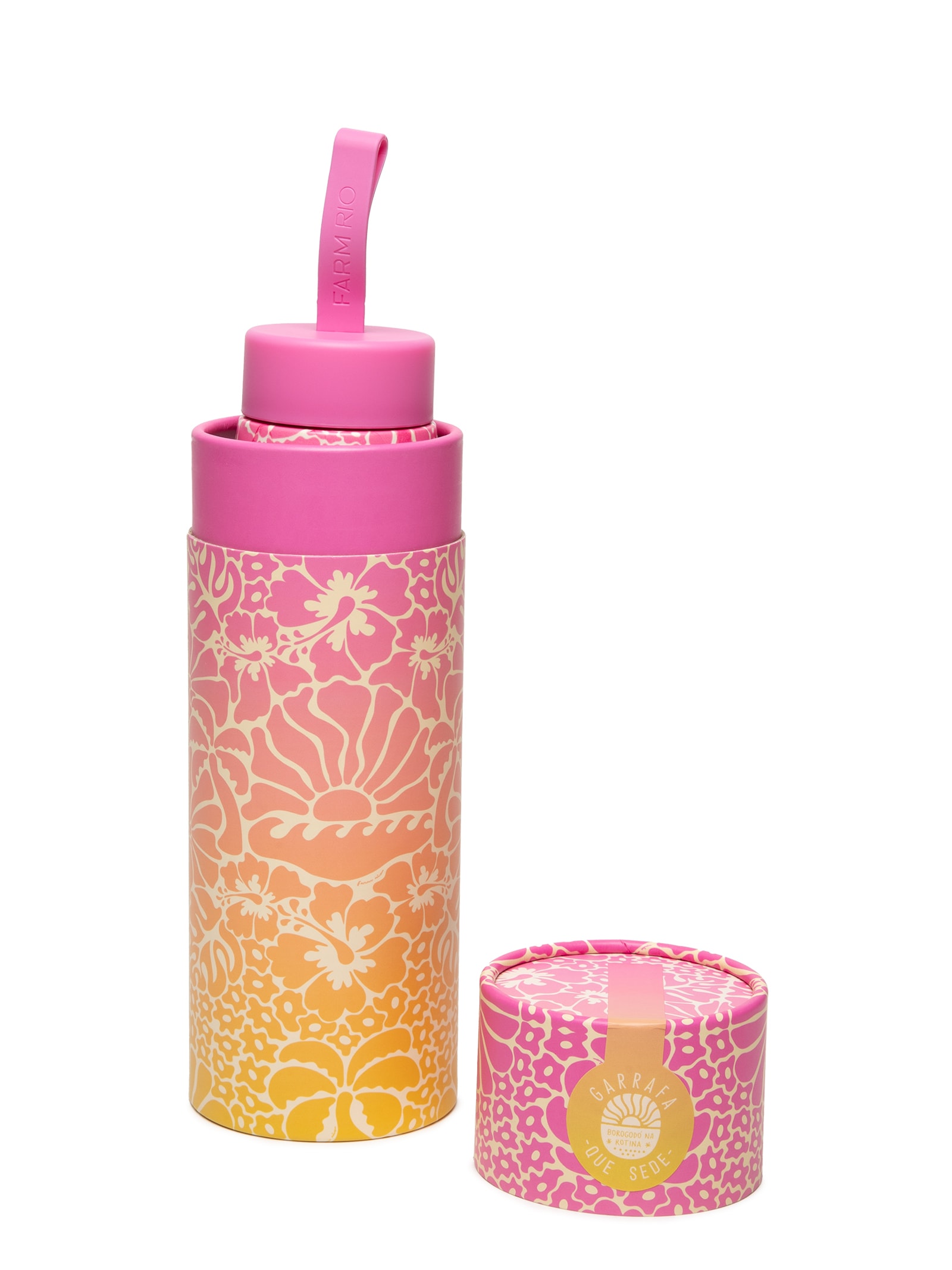 Garrafa Que Sede 500ML Sunset Yoga Rosa Farm Etc