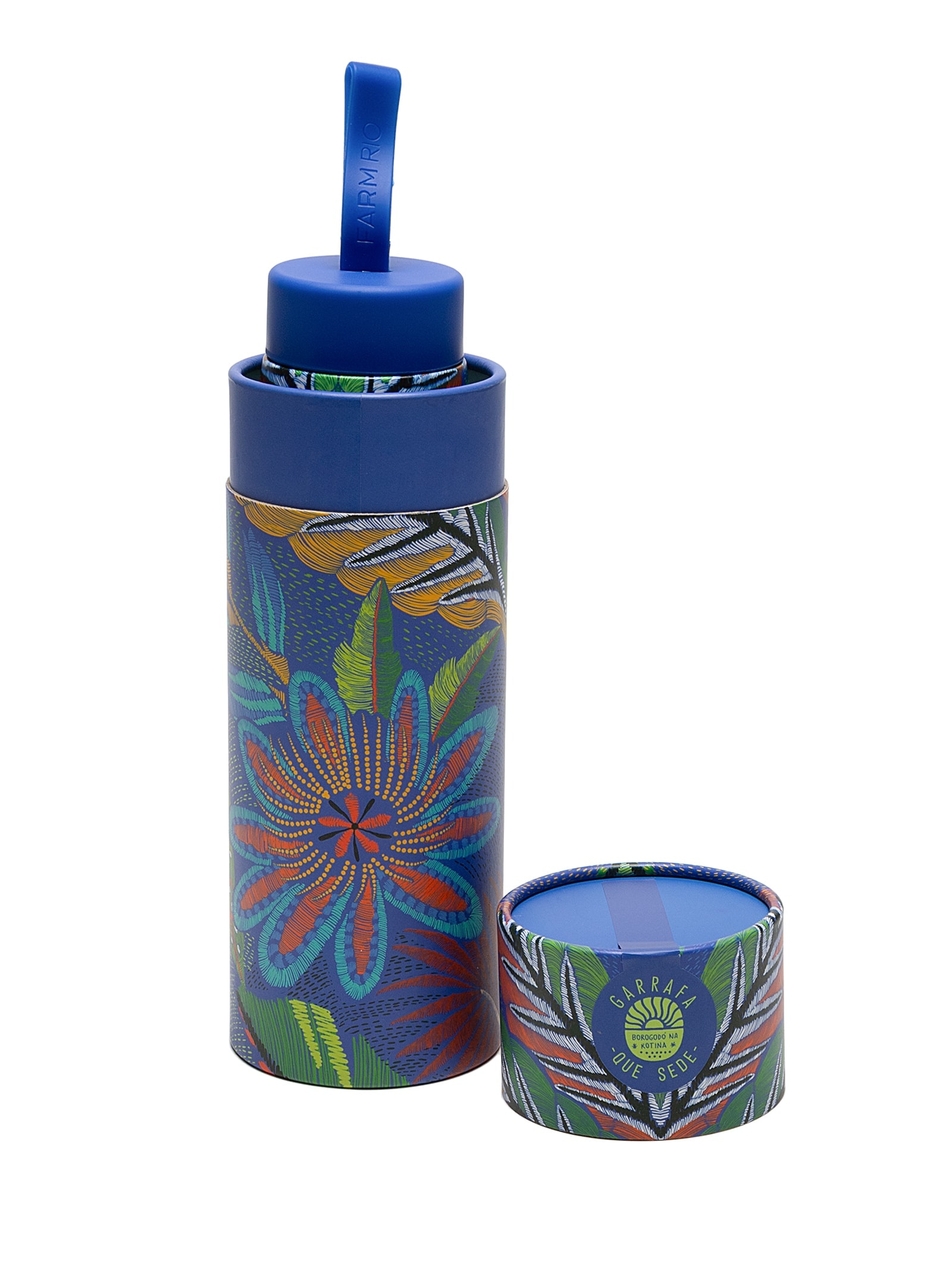 Garrafa Que Sede 500ML Tapete De Tucano Azul Farm Etc