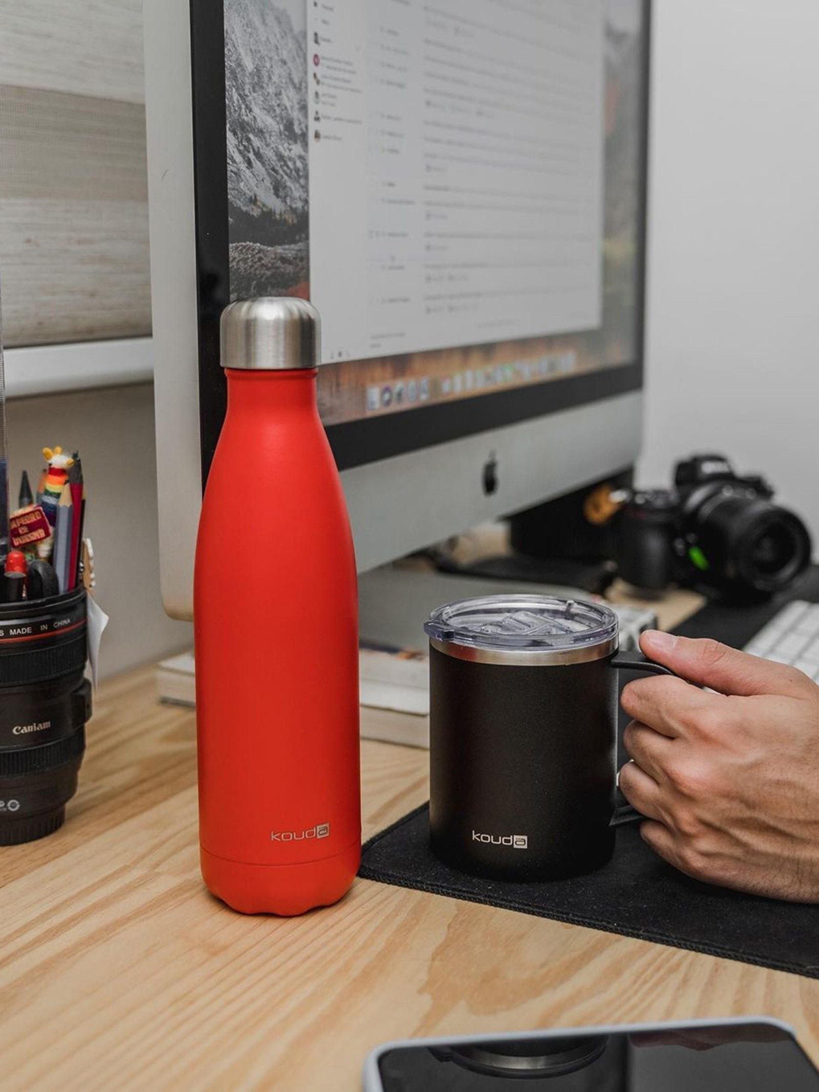 Garrafa Térmica 500ml Grey Vermelho Kouda