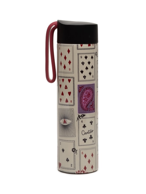 Garrafa Térmica Estampa Carteado – Bege