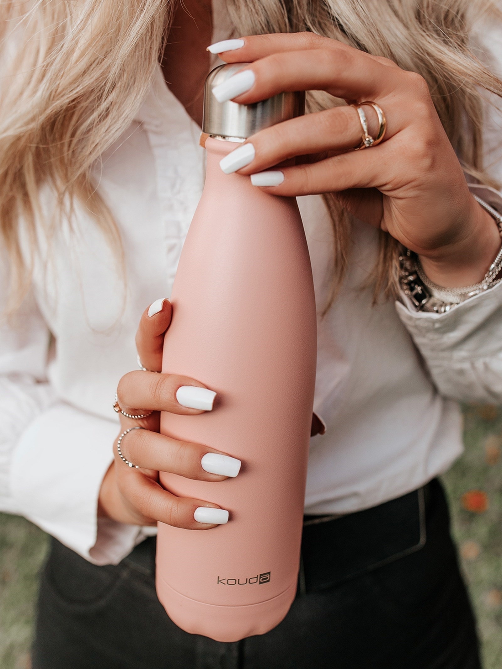 Garrafa Térmica Grey Em Aço Inox 500 ml Rosa Kouda