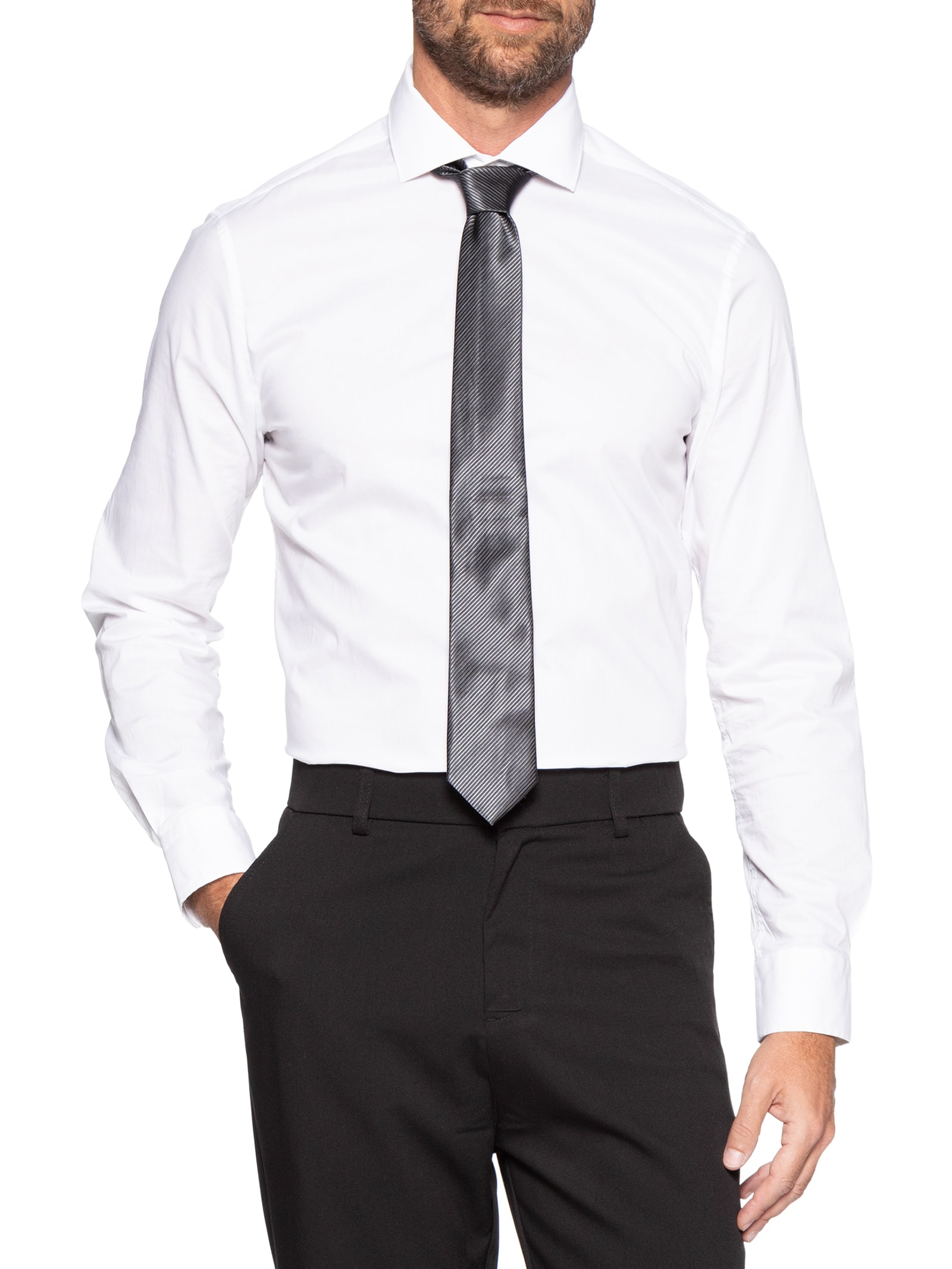 Gravata Masculina Maquineta Diagonal Cinza Sergio K