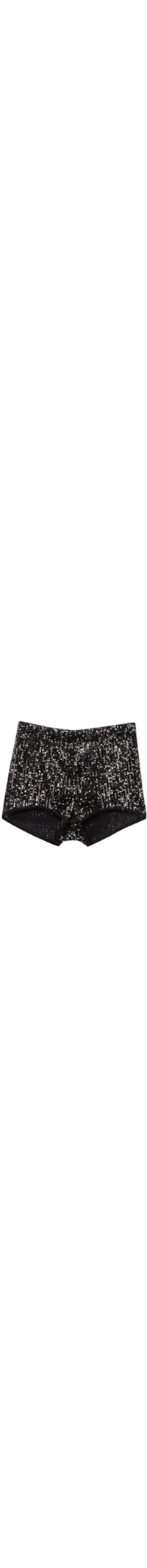 Hot Pant Com Paetês - Preto