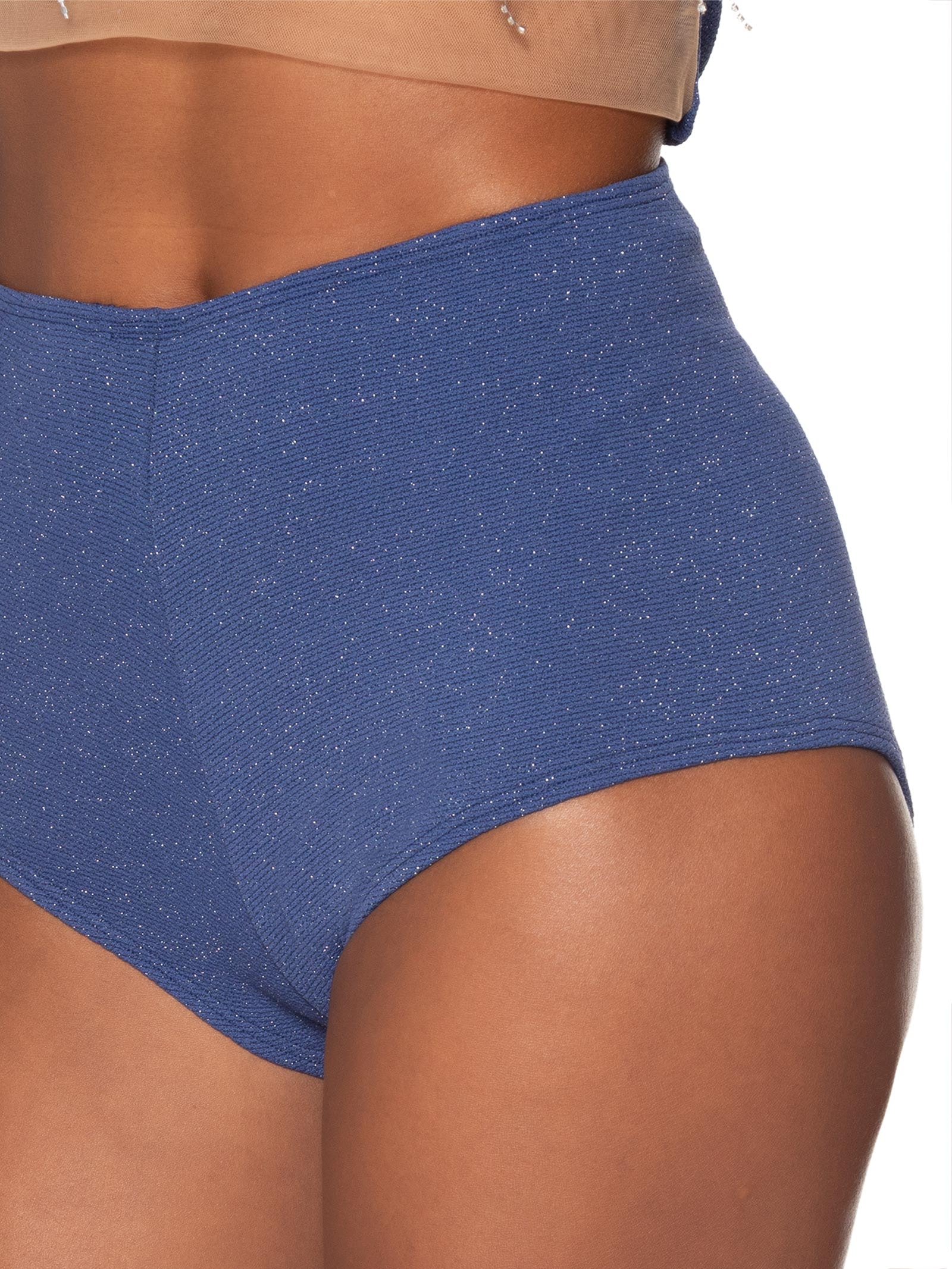 Hot Pants Feminino Brilho Azul Carnavália