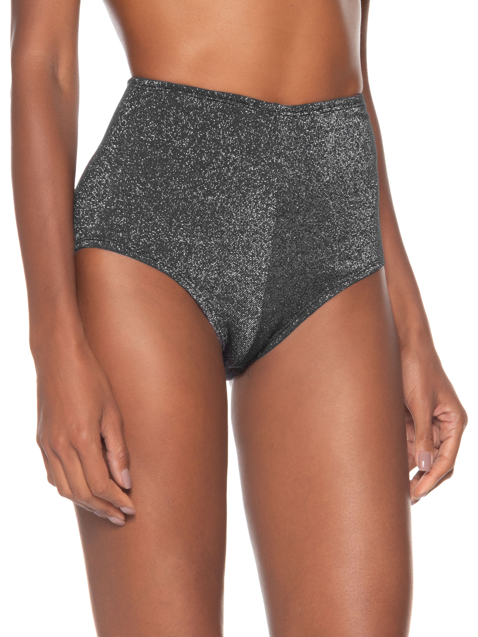 Hot Pants Feminino Brilho Preto Carnavália