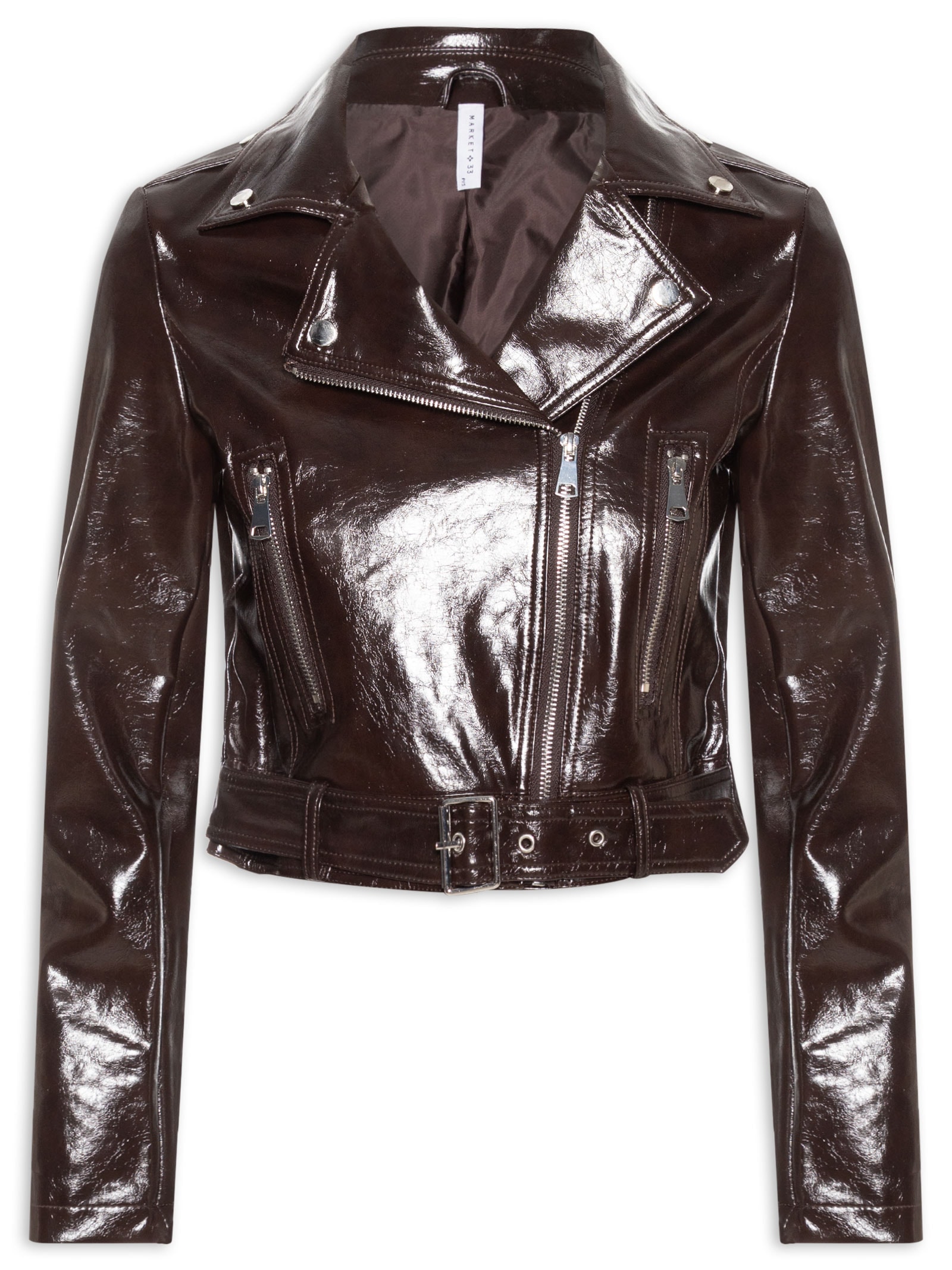 Jaqueta Biker Feminina Marrom Market 33