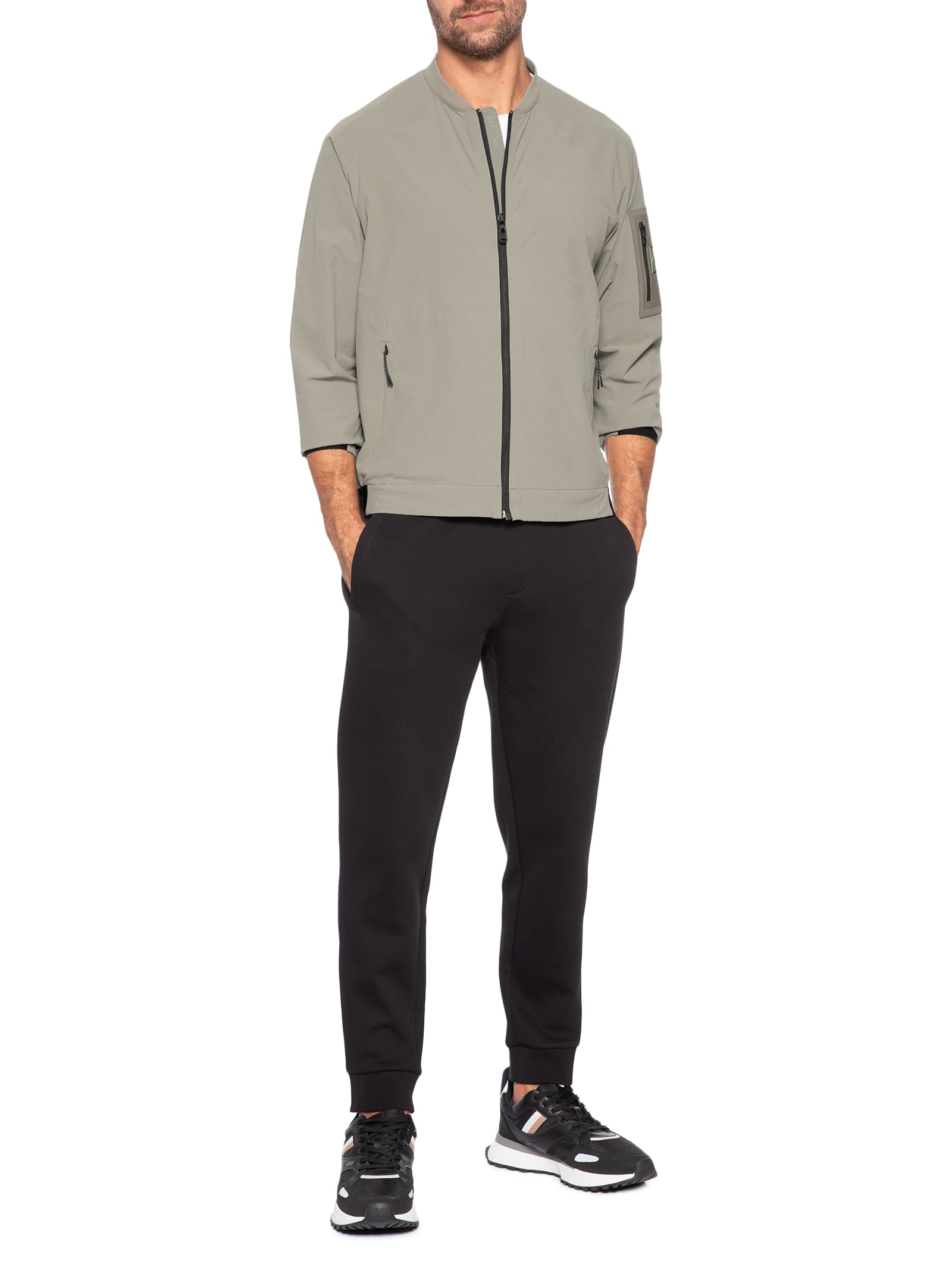 Jaqueta Corta Vento Masculina OW Globe Hexa BC Bege Boss
